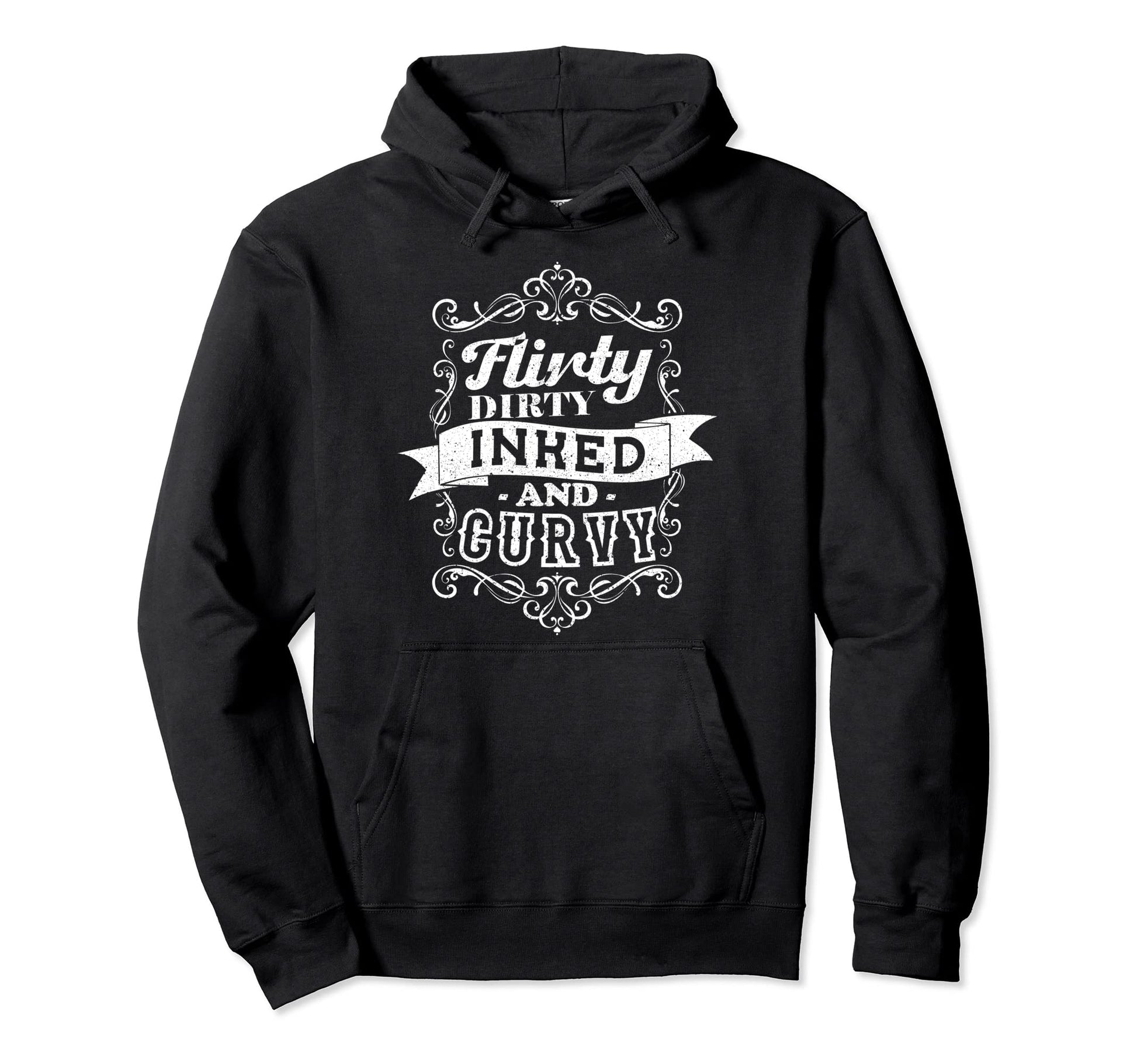 Flirty Dirty Inked And Curvy Bearded Hoodie - Minimalist Print for Adults - T-Shirt, Sweatshirt, Hoodie