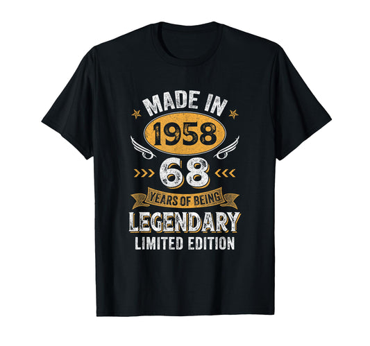 1958 68 Years Old Birthday 68Th T-Shirt - Casual Everyday Wear for Adults - T-Shirt, Sweatshirt, Hoodie