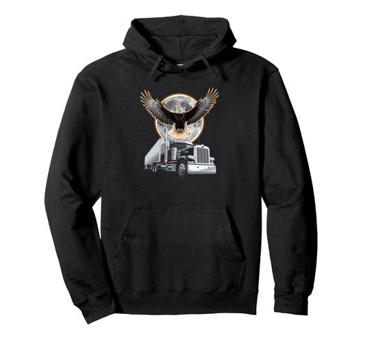 American Flag Trucker Dad Big Rig Hoodie - Fun Novelty Design Unisex - T-Shirt, Sweatshirt, Hoodie