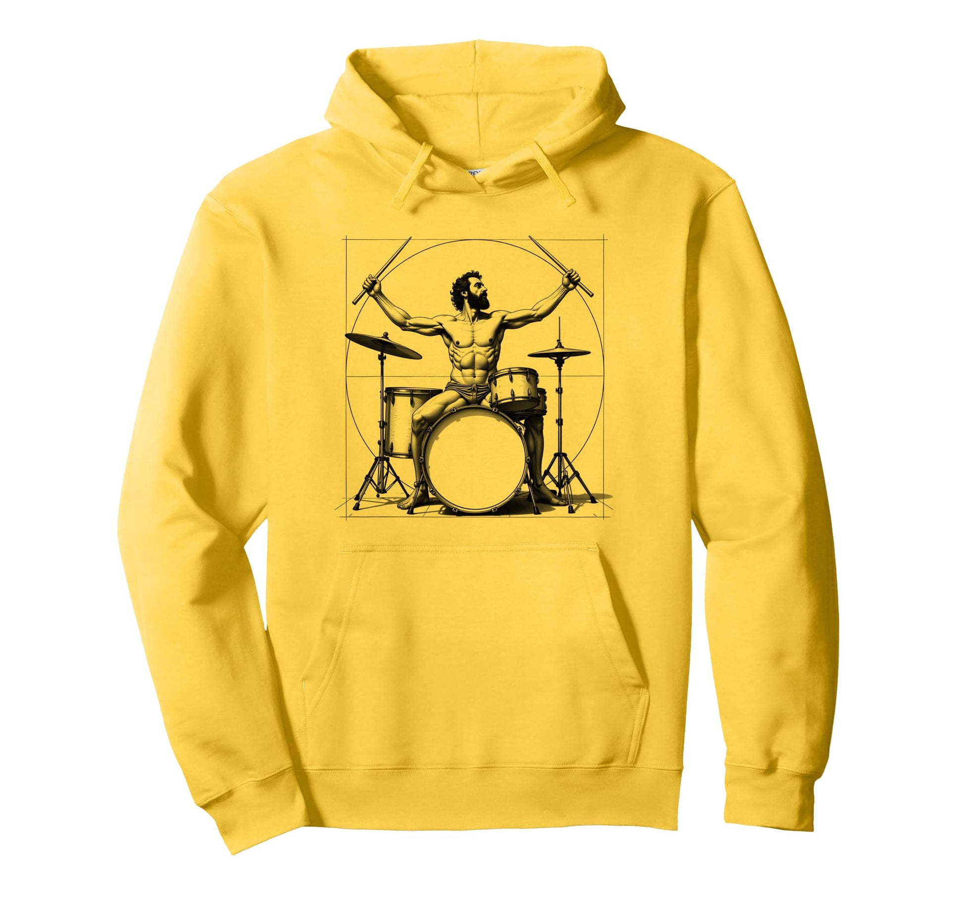 Drummer Da Vinci Drums Drawing Music Hoodie - Custom Art Print Men Women - T-Shirt, Sweatshirt, Hoodie