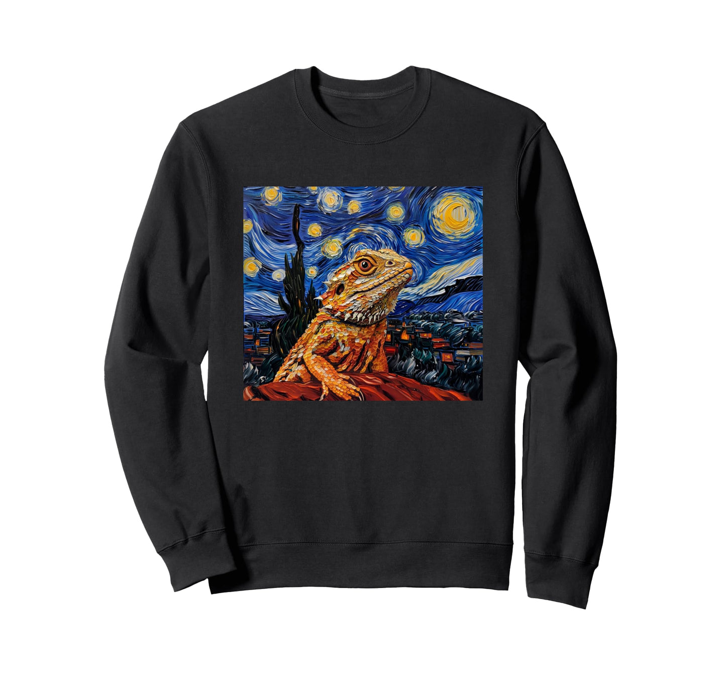 Tiny Dinosaur Beardie Starry Sweatshirt - Aesthetic Graphic Men Women - T-Shirt, Sweatshirt, Hoodie