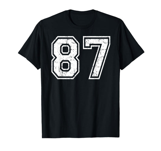 87 Number Eighty Seven Team Sports Grunge T-Shirt - Graphic Print Unisex - T-Shirt, Sweatshirt, Hoodie