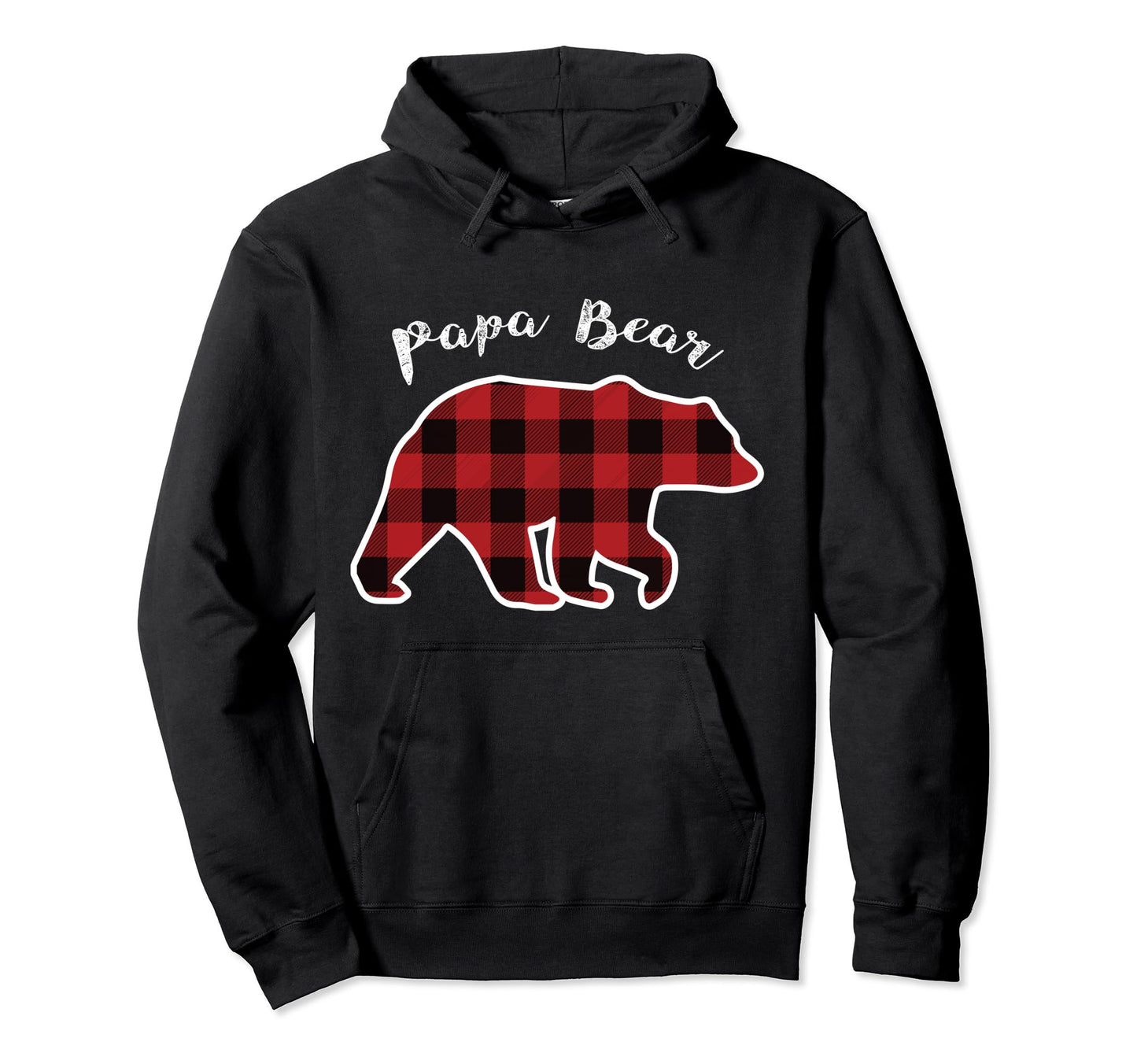 Papa Bear Red Plaid Pajama Family Dad Hoodie - Trendy Graphic for Adults - T-Shirt, Sweatshirt, Hoodie