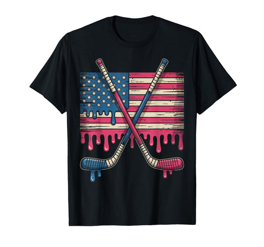 American Flag Hockey Player Hockey Usa T-Shirt - Streetwear Style Unisex - T-Shirt, Sweatshirt, Hoodie