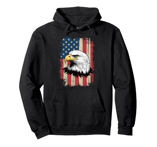American Flag Bald Eagle Patriotic 4Th Hoodie - Minimalist Print Unisex - T-Shirt, Sweatshirt, Hoodie