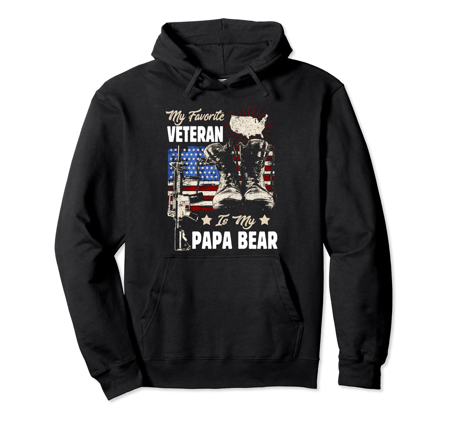 Veteran Papa Bear Dad Usa Flag 4Th July Hoodie - Novelty Apparel Unisex - T-Shirt, Sweatshirt, Hoodie