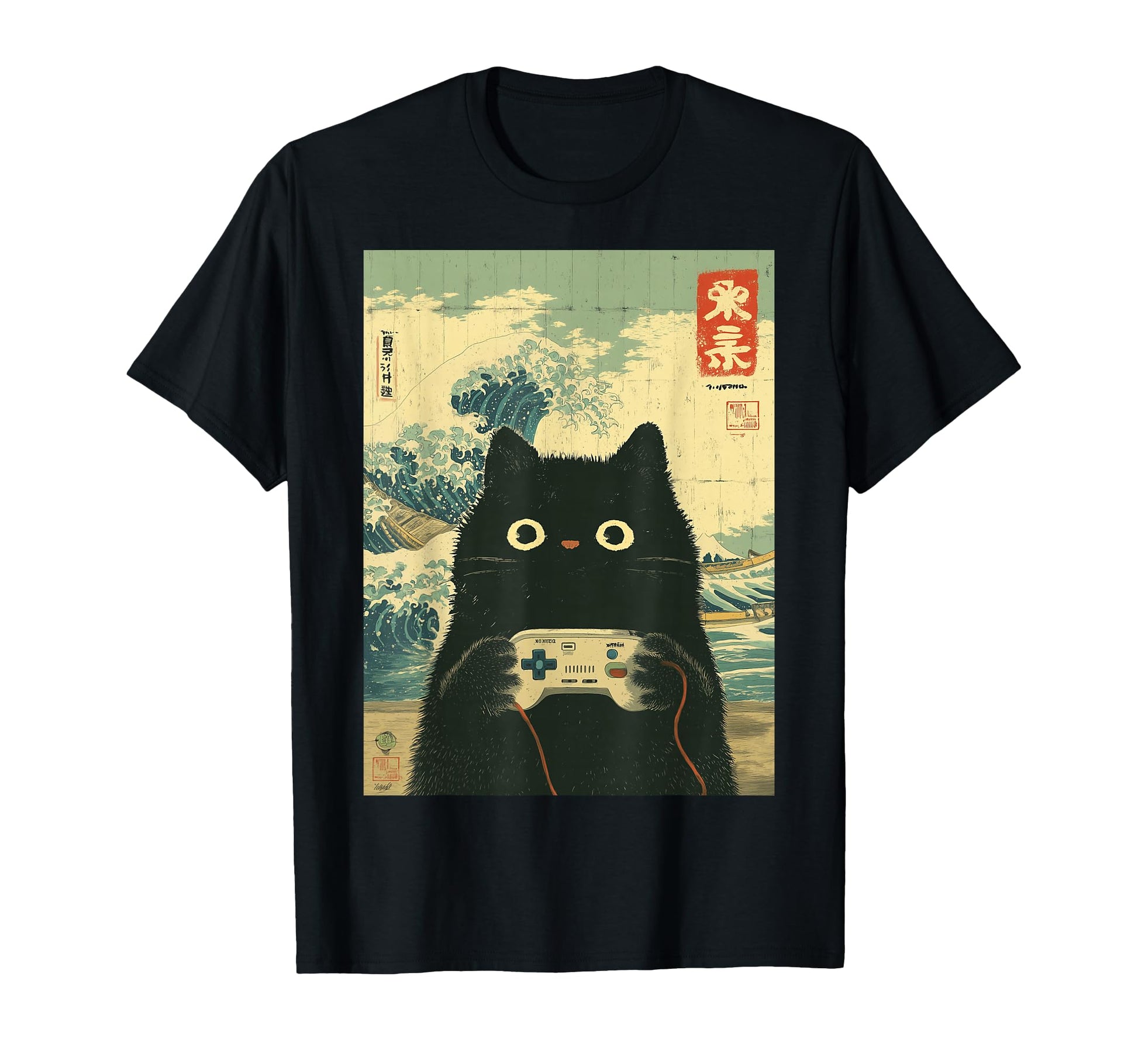 Japanese Black Gamer Cat Video Games T-Shirt - Streetwear Style Men Women - T-Shirt, Sweatshirt, Hoodie