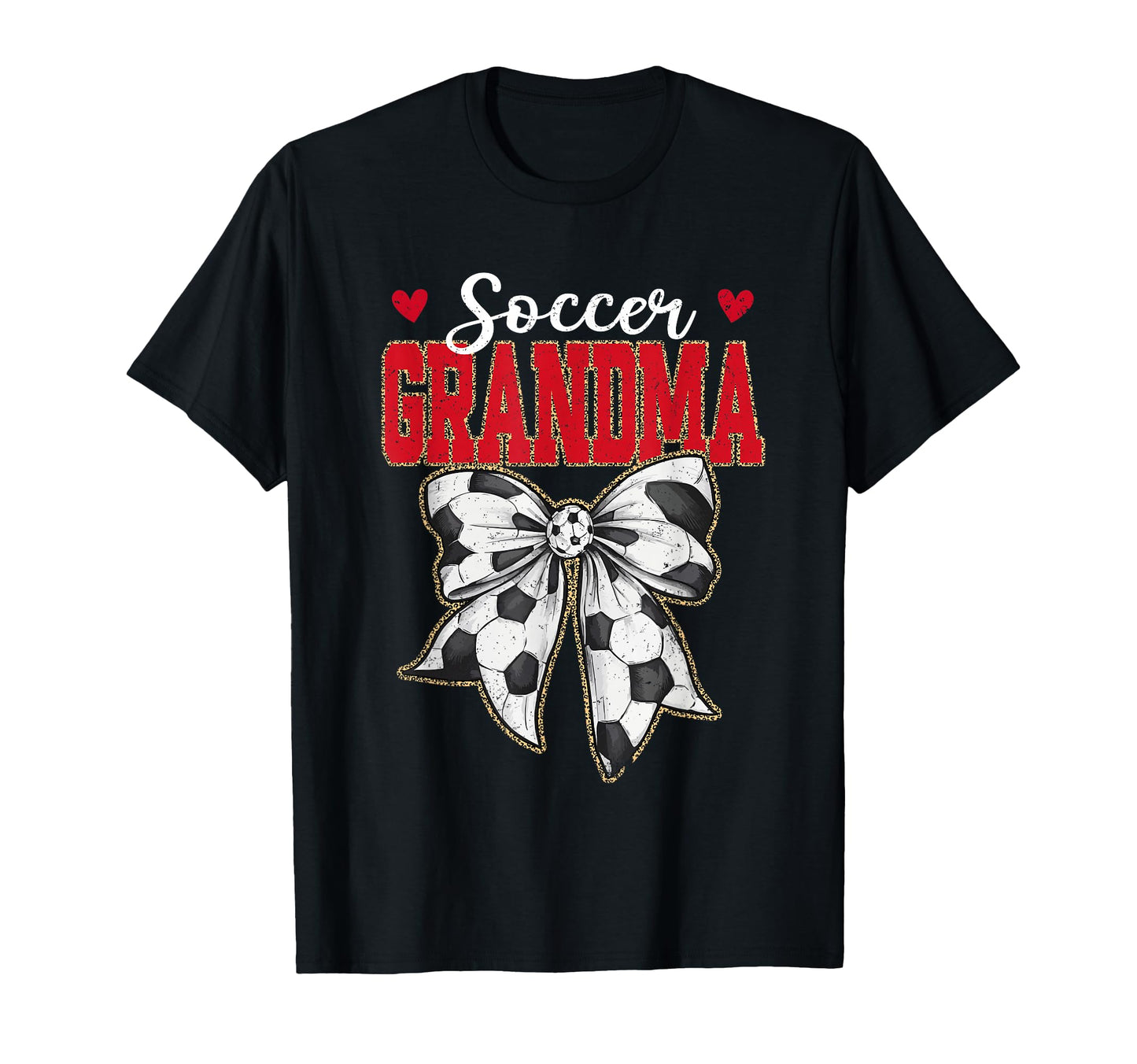 Soccer Grandma Bow Leopard Soccer T-Shirt - Fun Novelty Design for Adults - T-Shirt, Sweatshirt, Hoodie
