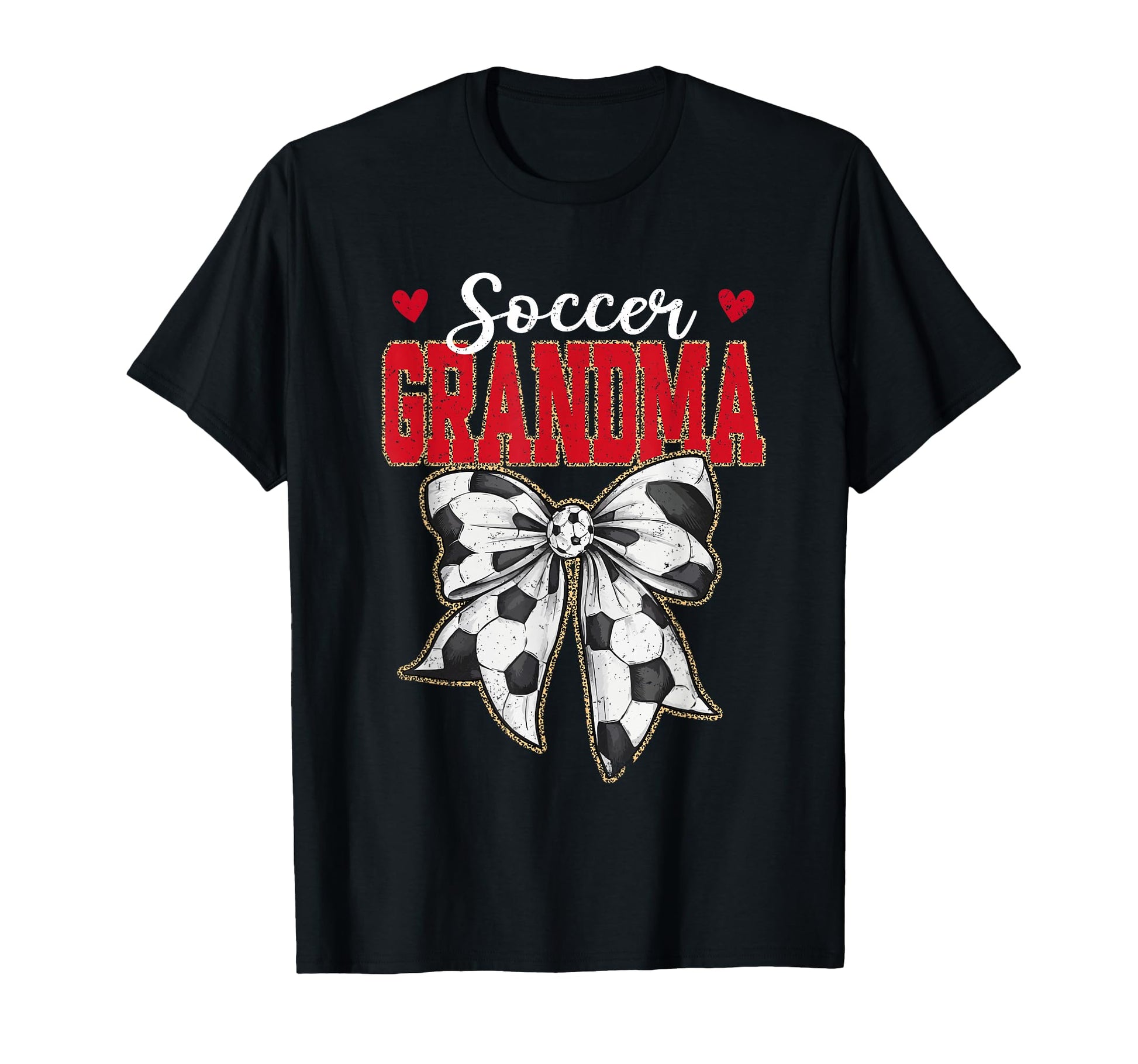 Soccer Grandma Bow Leopard Soccer T-Shirt - Fun Novelty Design for Adults - T-Shirt, Sweatshirt, Hoodie