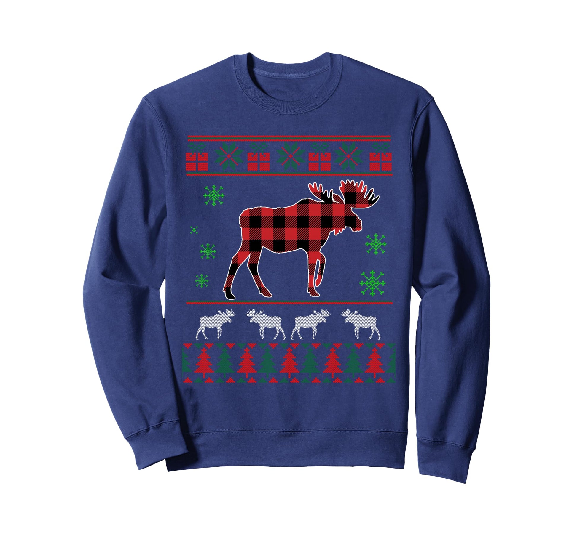 Moose Red Buffalo Plaid Moose Ugly Sweatshirt - Custom Art Print for Adults - T-Shirt, Sweatshirt, Hoodie