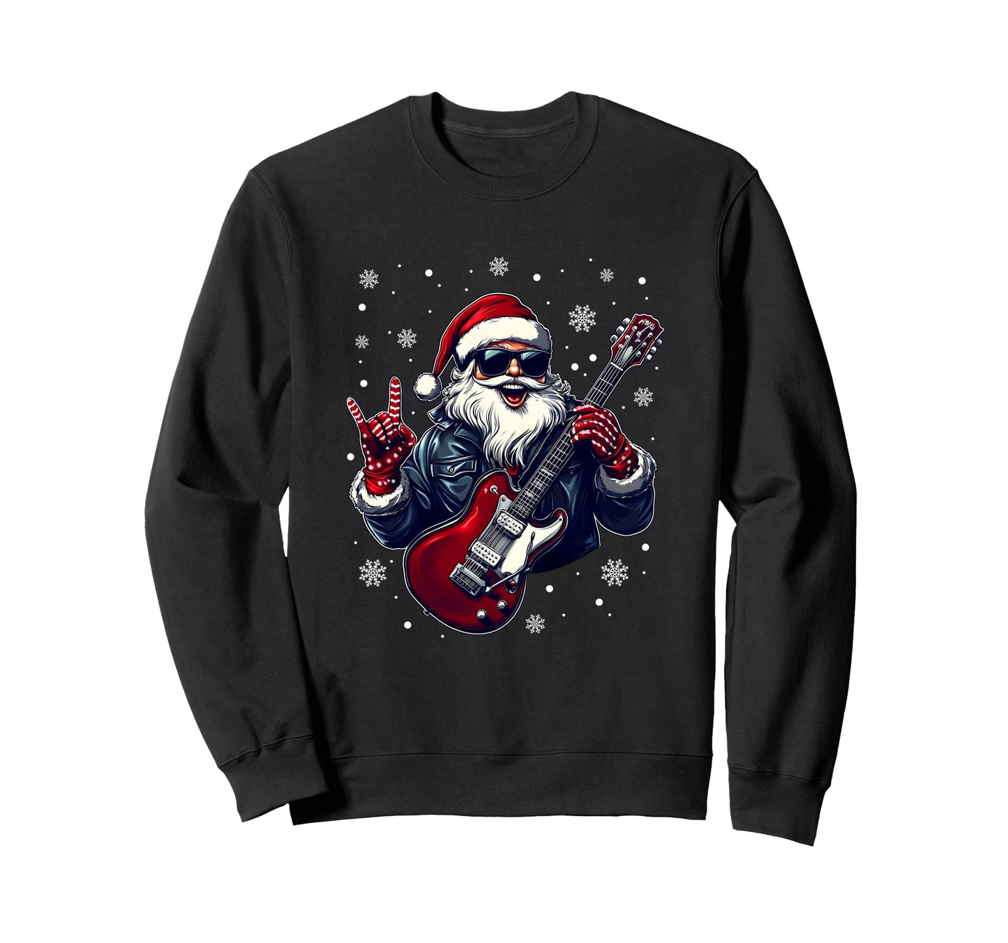 Rock Roll Santa Claus Rock Sweatshirt - Fun Novelty Design for Adults - T-Shirt, Sweatshirt, Hoodie