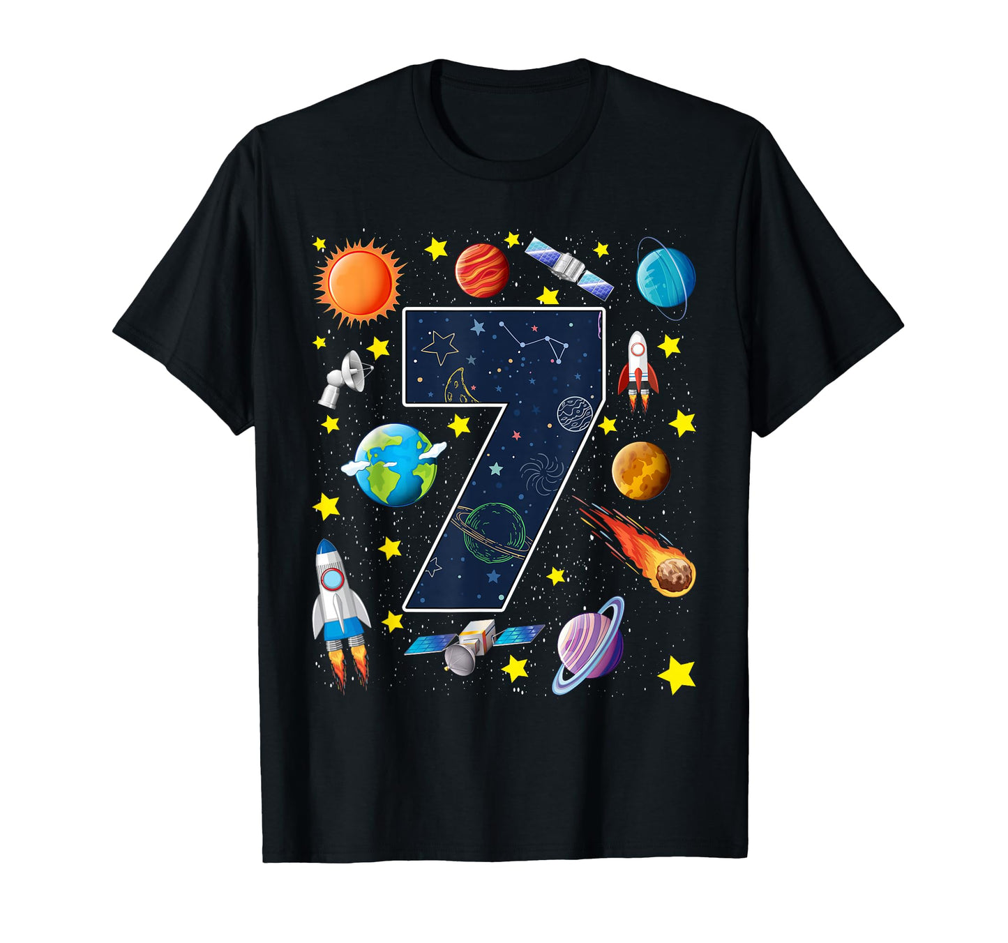 Outer Space 7 Year Old 7Th Birthday T-Shirt - Fun Novelty Design Unisex - T-Shirt, Sweatshirt, Hoodie