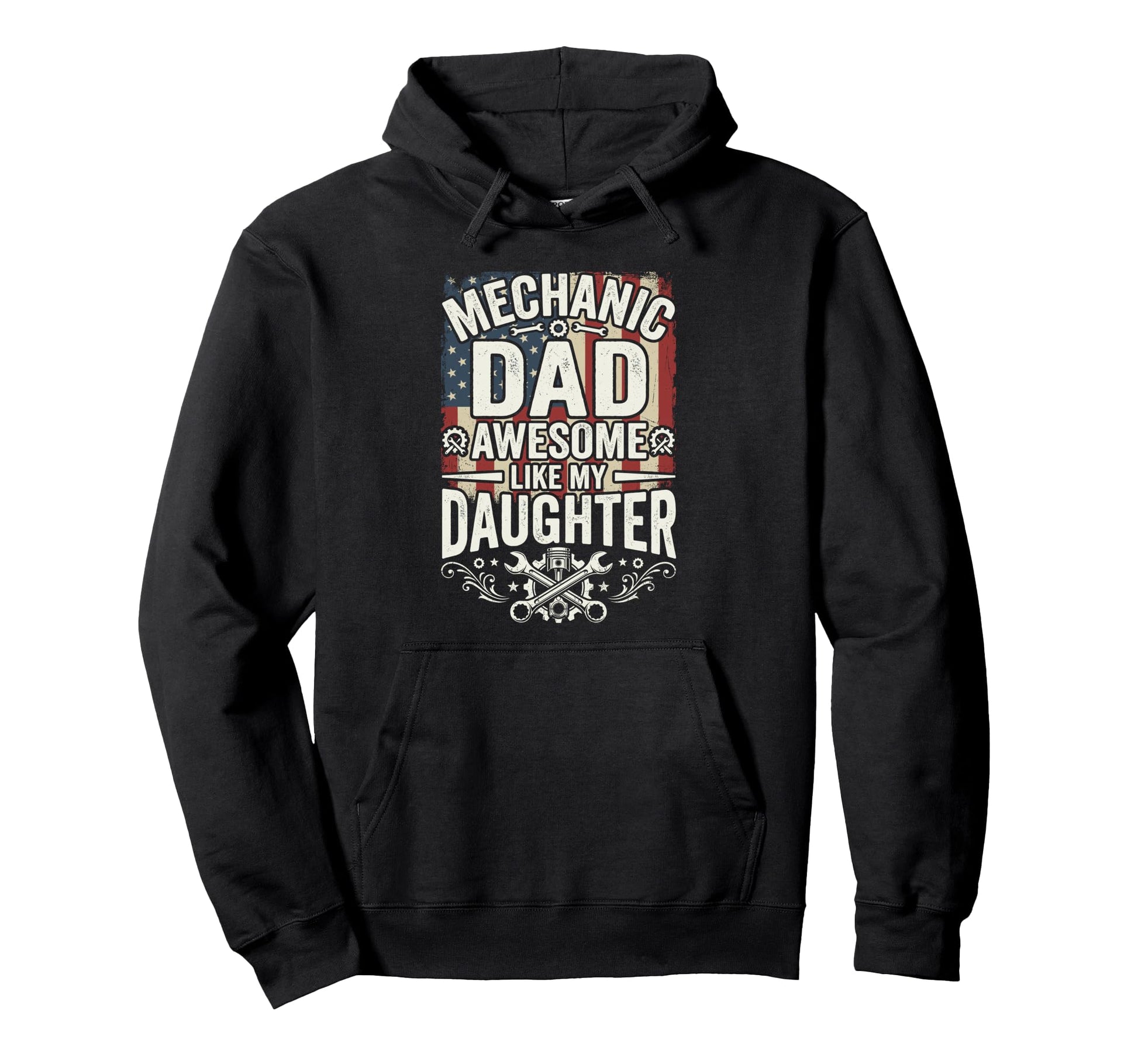 Awesome Like My Daughter Mechanic Dad Hoodie - Custom Art Print Men Women - T-Shirt, Sweatshirt, Hoodie