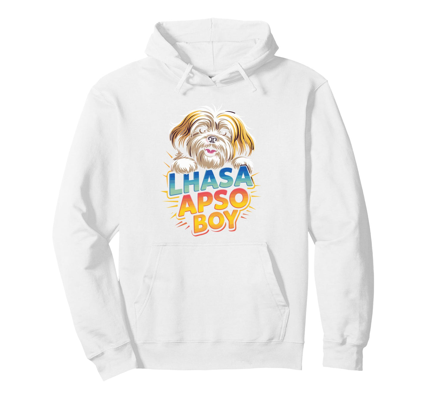 Mens Lhasa Apso Cartoon Pet Small Hoodie - Fun Novelty Design for Adults - T-Shirt, Sweatshirt, Hoodie
