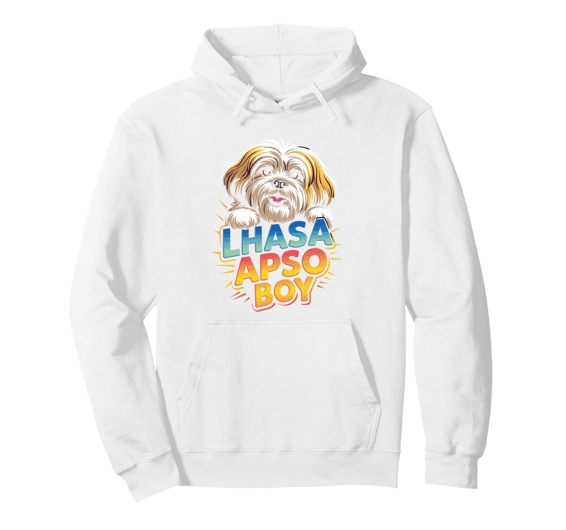 Mens Lhasa Apso Cartoon Pet Small Hoodie - Fun Novelty Design for Adults - T-Shirt, Sweatshirt, Hoodie