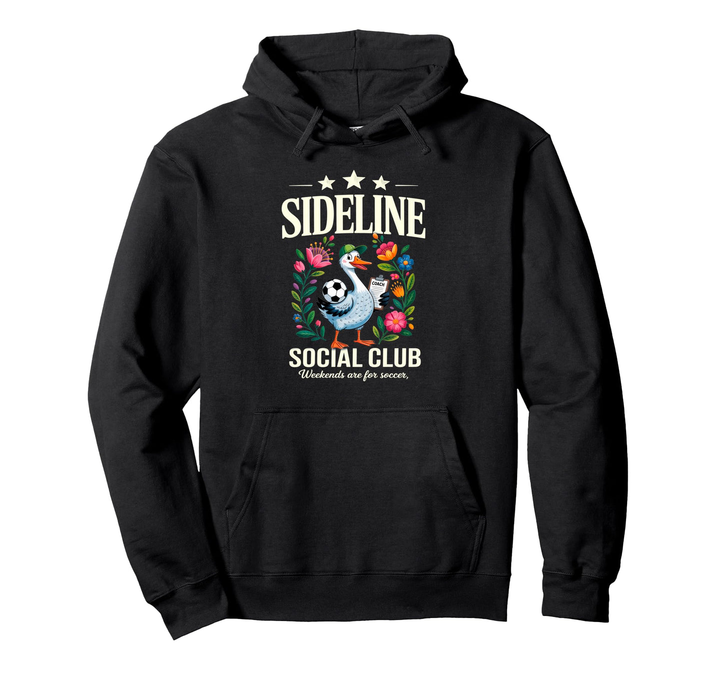 Sideline Social Club Floral Soccer Hoodie - Fun Novelty Design for Adults - T-Shirt, Sweatshirt, Hoodie