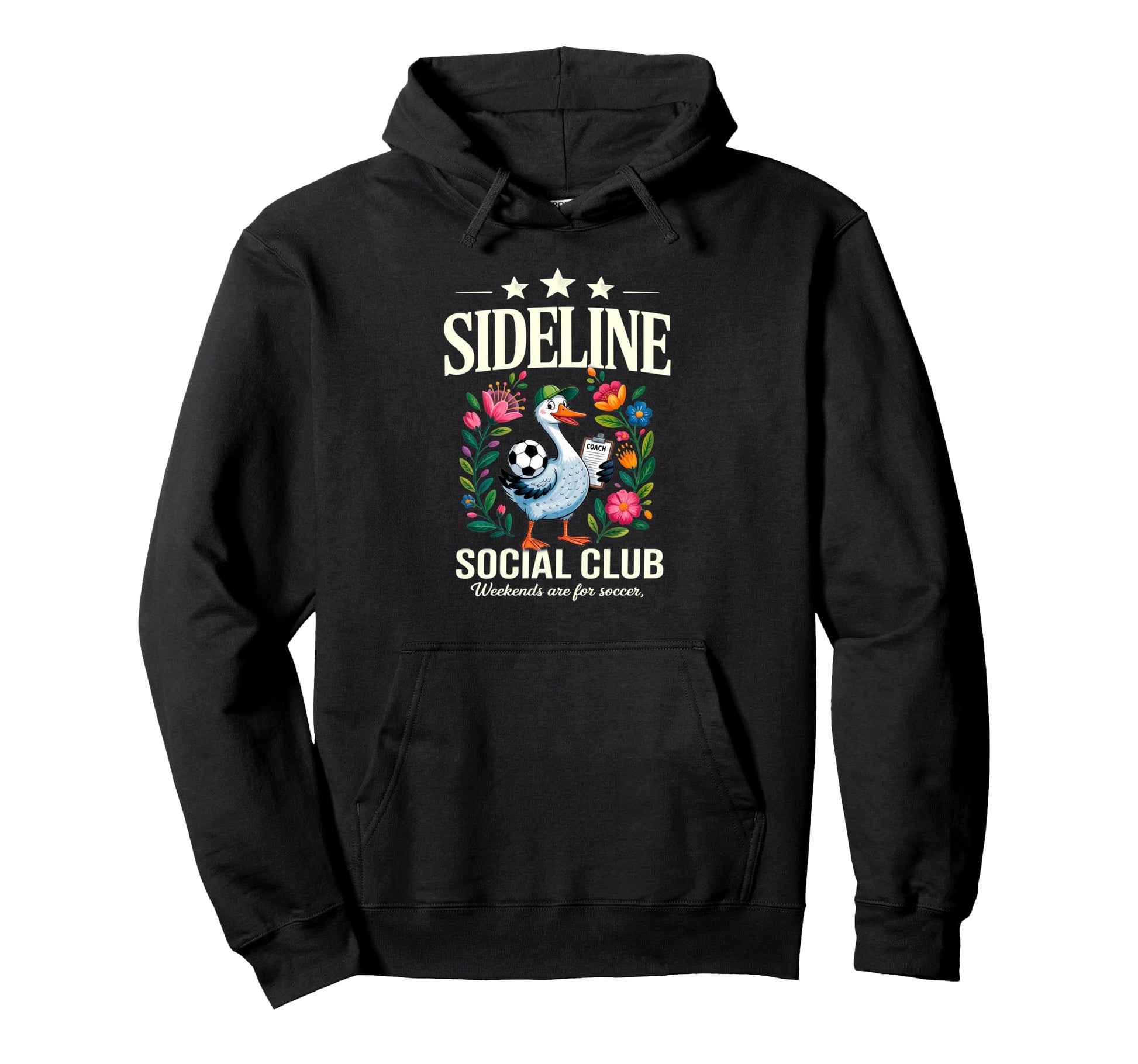 Sideline Social Club Floral Soccer Hoodie - Fun Novelty Design for Adults - T-Shirt, Sweatshirt, Hoodie