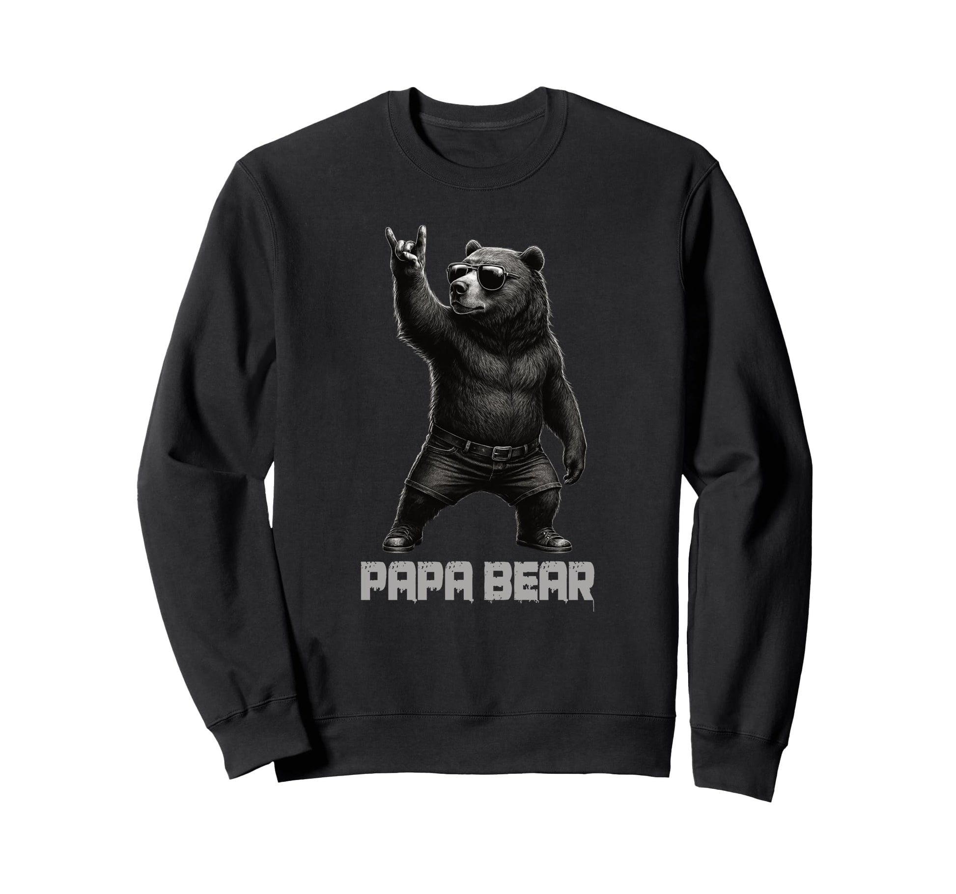 Papa Bear Grizzly Bear Rock Sweatshirt - Minimalist Print Men Women - T-Shirt, Sweatshirt, Hoodie