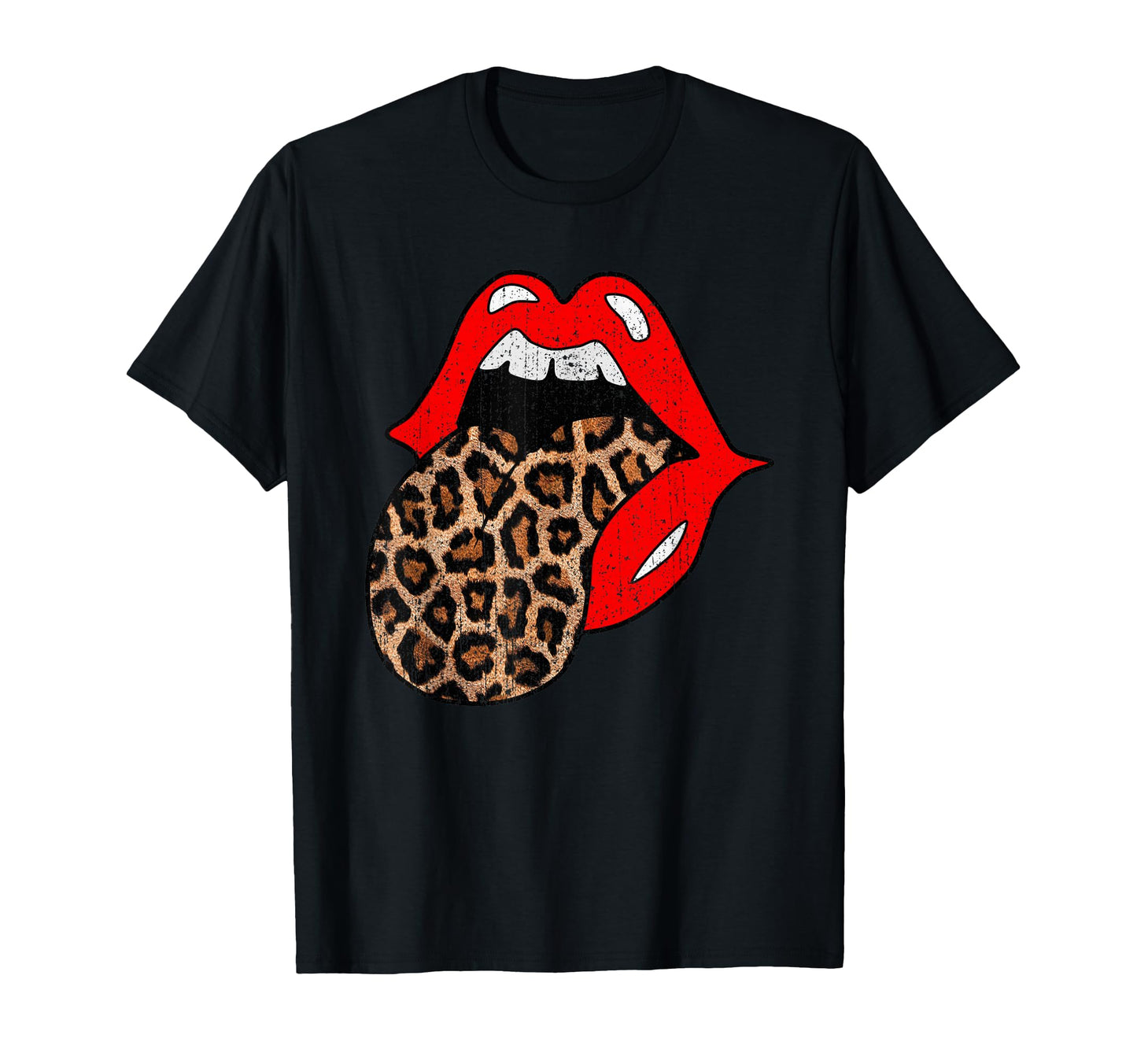 Red Lips Leopard Tongue Trendy Animal T-Shirt - Aesthetic Graphic Men Women - T-Shirt, Sweatshirt, Hoodie
