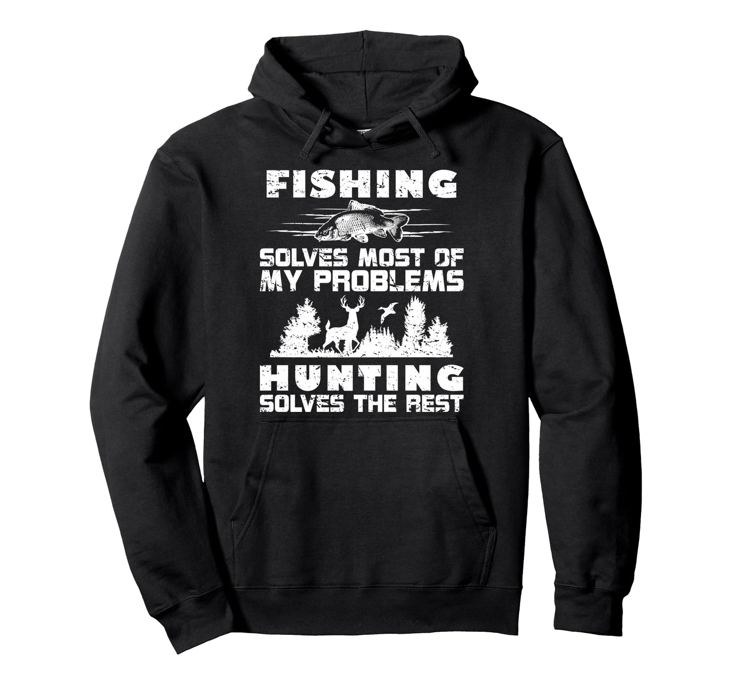 Fishing Solves Most My Problems Hoodie - Casual Everyday Wear Men Women - T-Shirt, Sweatshirt, Hoodie
