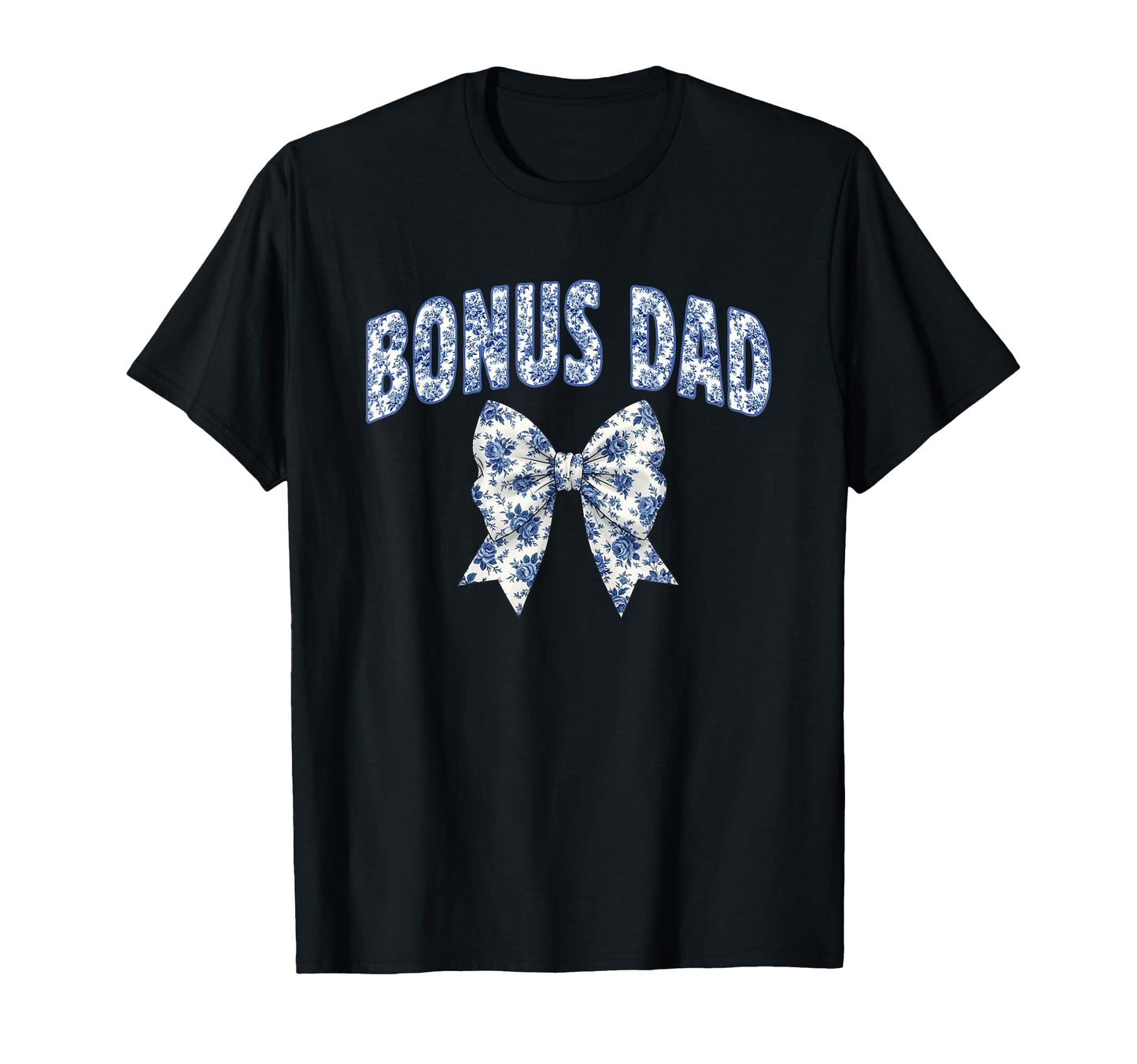 Bonus Dad Coquette Toile Blue Bow T-Shirt - Aesthetic Graphic for Adults - T-Shirt, Sweatshirt, Hoodie