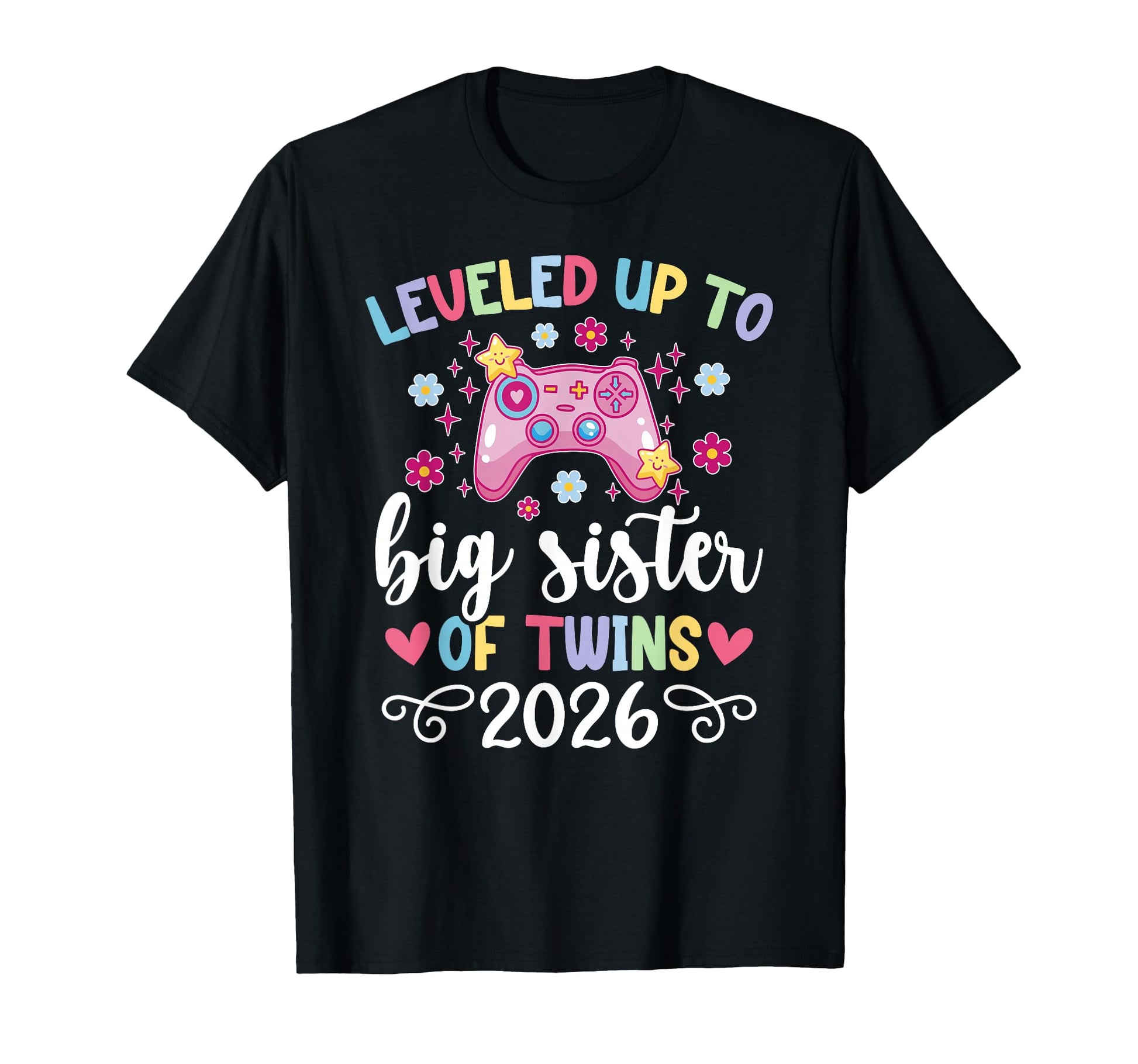 Leveled Up Promoted To Big Sister Twins T-Shirt - Unique Graphic Unisex - T-Shirt, Sweatshirt, Hoodie