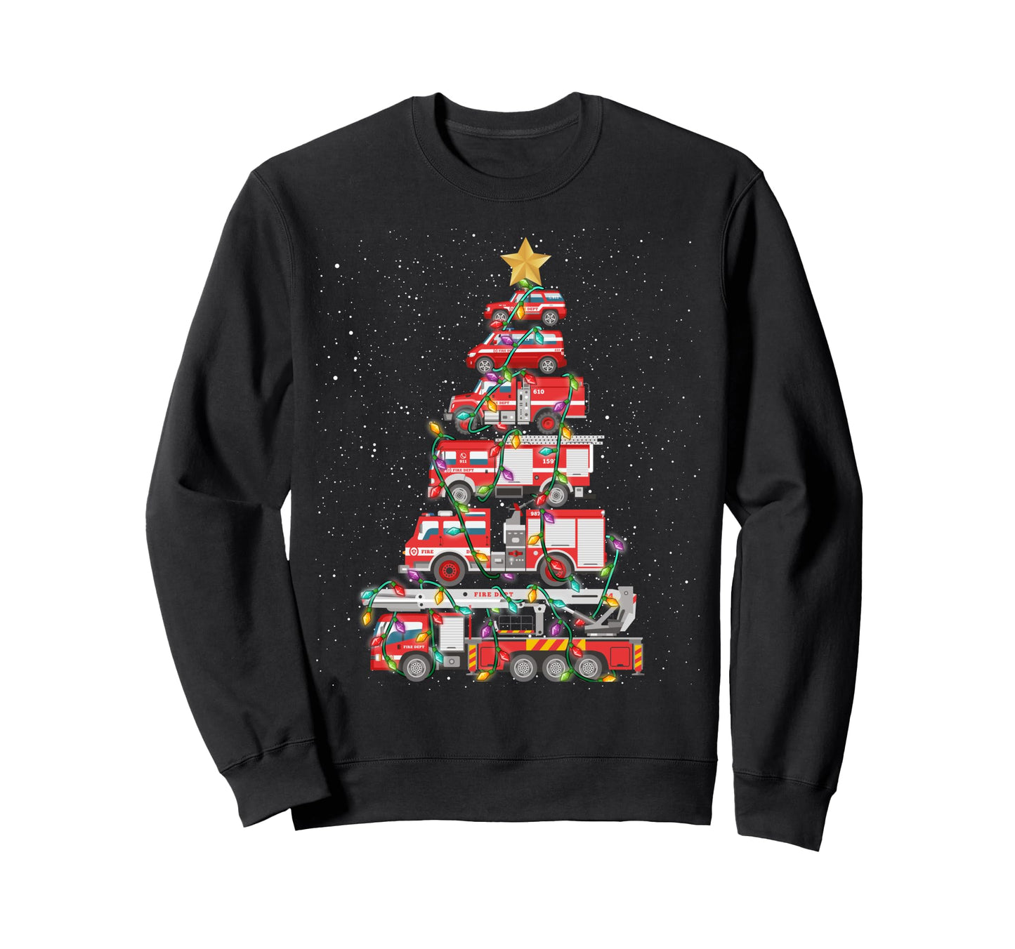 Funny Firefighter Tree Fire Truck Sweatshirt - Graphic Print Men Women - T-Shirt, Sweatshirt, Hoodie
