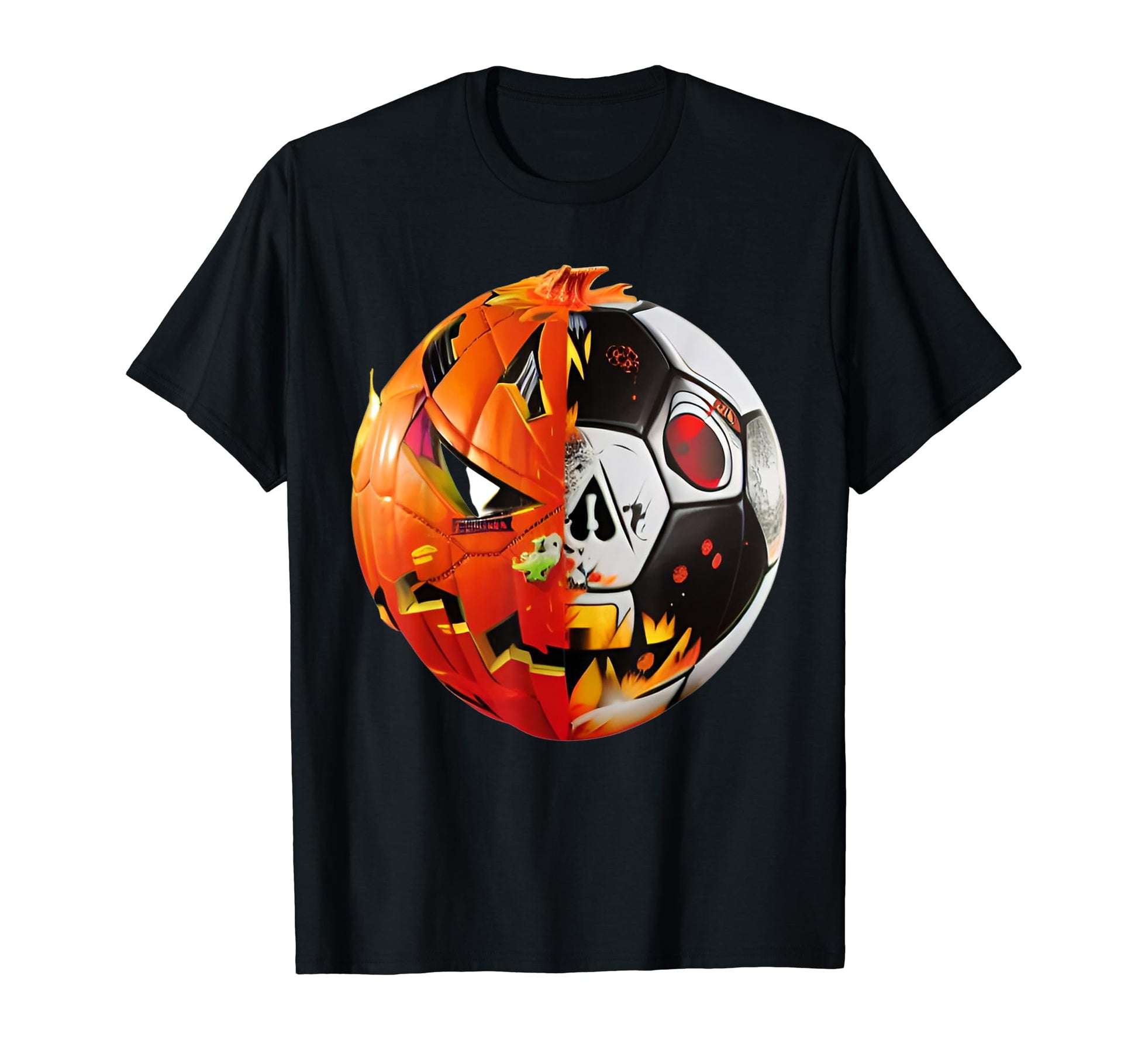 Soccer Ball Pumpkin Skull Halloween T-Shirt - Novelty Apparel Unisex - T-Shirt, Sweatshirt, Hoodie