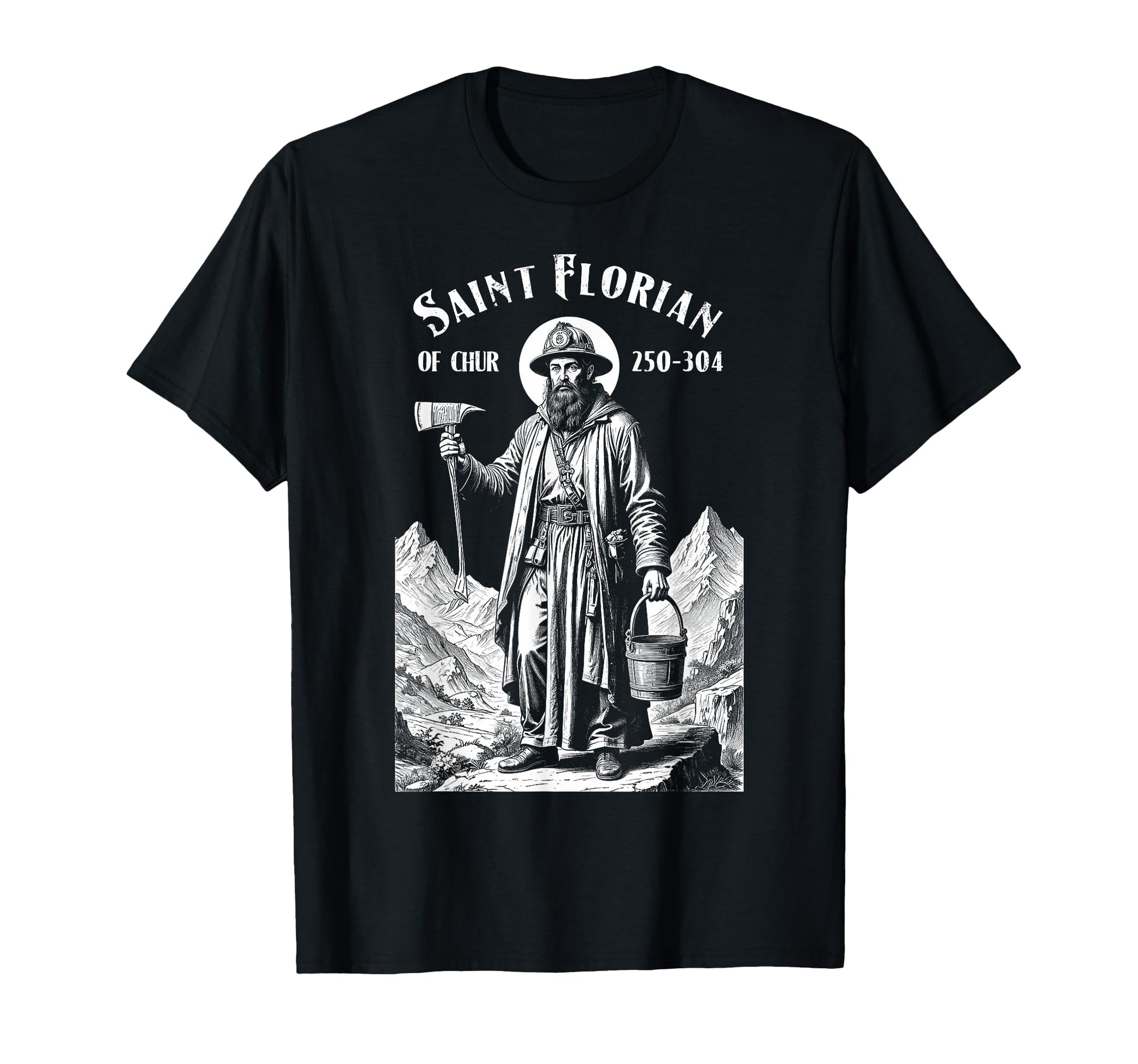 Fireman Fire Fighter Patron Saint T-Shirt - Custom Art Print for Adults - T-Shirt, Sweatshirt, Hoodie