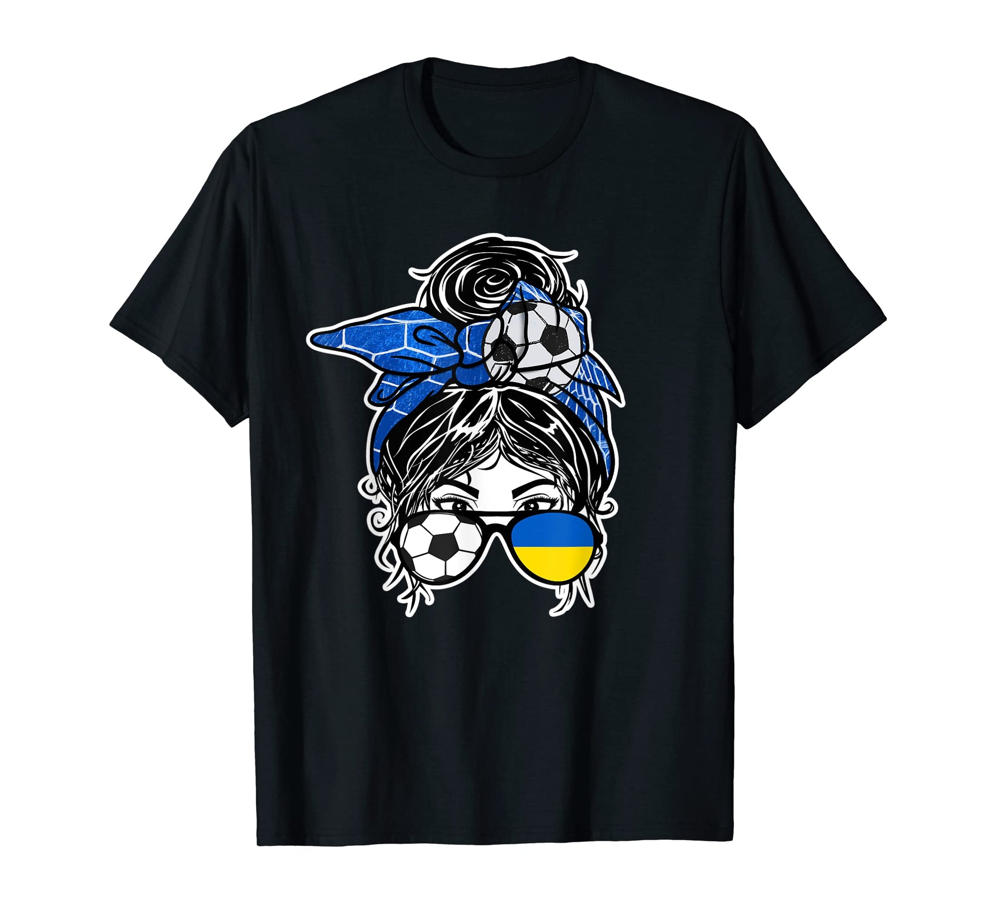 Messy Bun Hair Ukrainian Soccer Ukraine T-Shirt - Graphic Print for Adults - T-Shirt, Sweatshirt, Hoodie