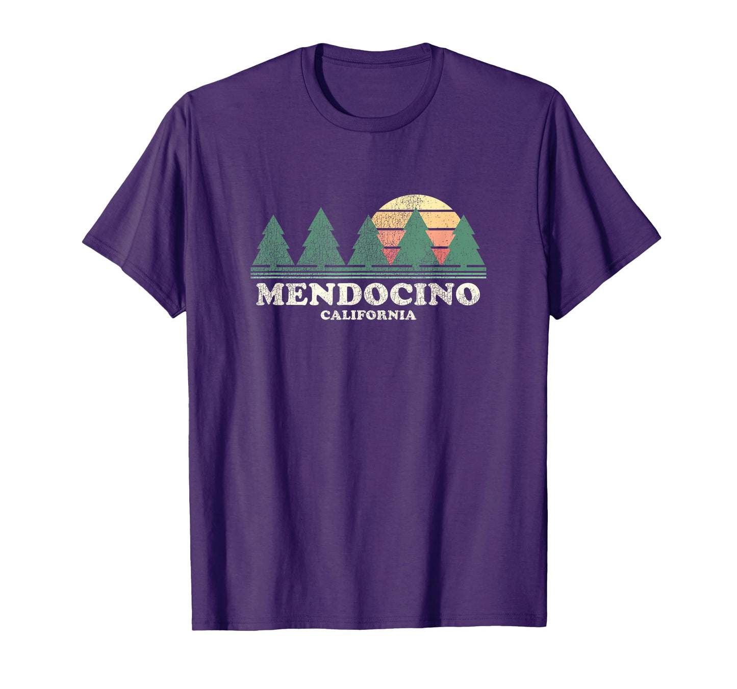 Mendocino Ca Throwback 70S T-Shirt - Unique Graphic Unisex - T-Shirt, Sweatshirt, Hoodie
