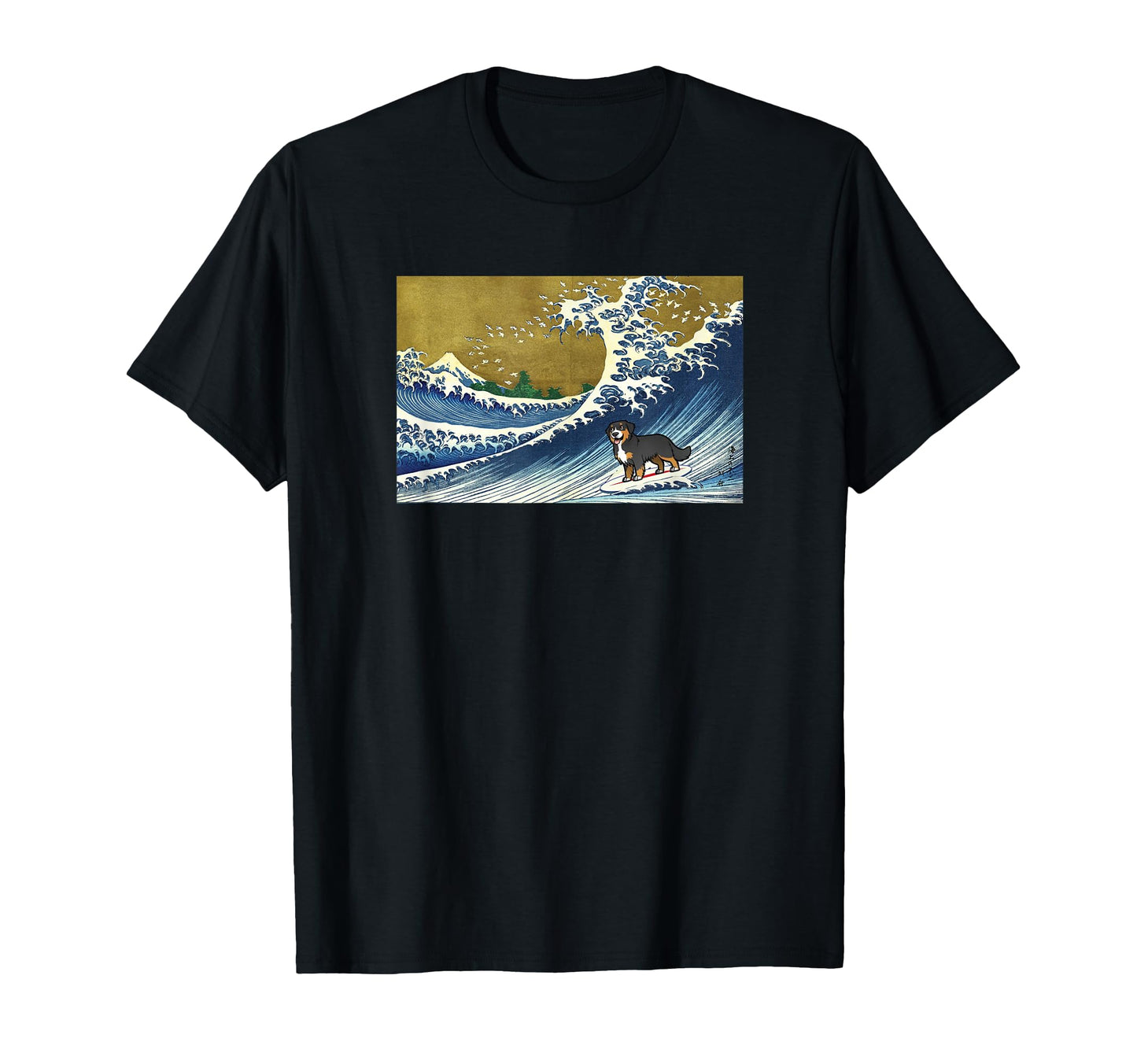 Surfing Wave Bernese Mountain Dog T-Shirt - Minimalist Print Men Women - T-Shirt, Sweatshirt, Hoodie