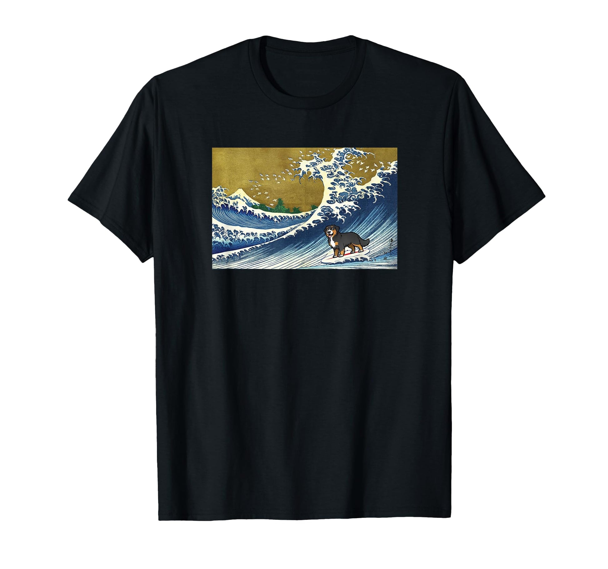Surfing Wave Bernese Mountain Dog T-Shirt - Minimalist Print Men Women - T-Shirt, Sweatshirt, Hoodie