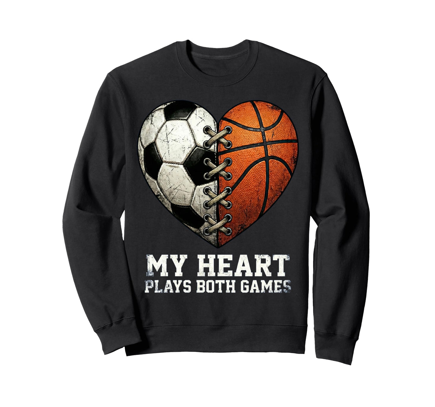 Soccer And Basketball Heart Dual Sweatshirt - Trendy Graphic for Adults - T-Shirt, Sweatshirt, Hoodie