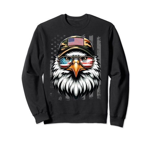 Bald Eagle 4Th July Usa Flag Dad Sweatshirt - Graphic Print Men Women - T-Shirt, Sweatshirt, Hoodie