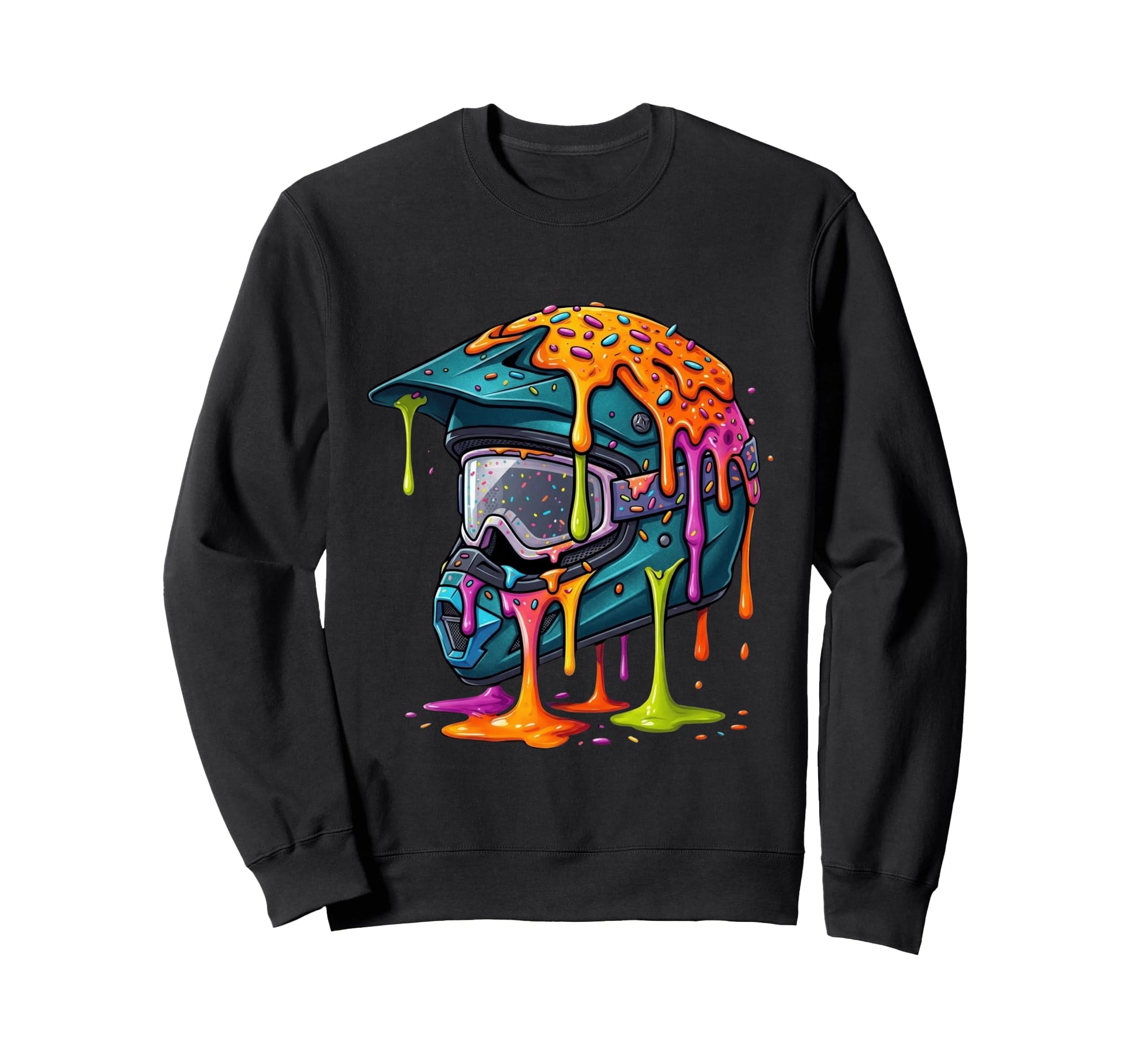 Melting Motocross Helmet Drippy Sweatshirt - Streetwear Style Men Women - T-Shirt, Sweatshirt, Hoodie