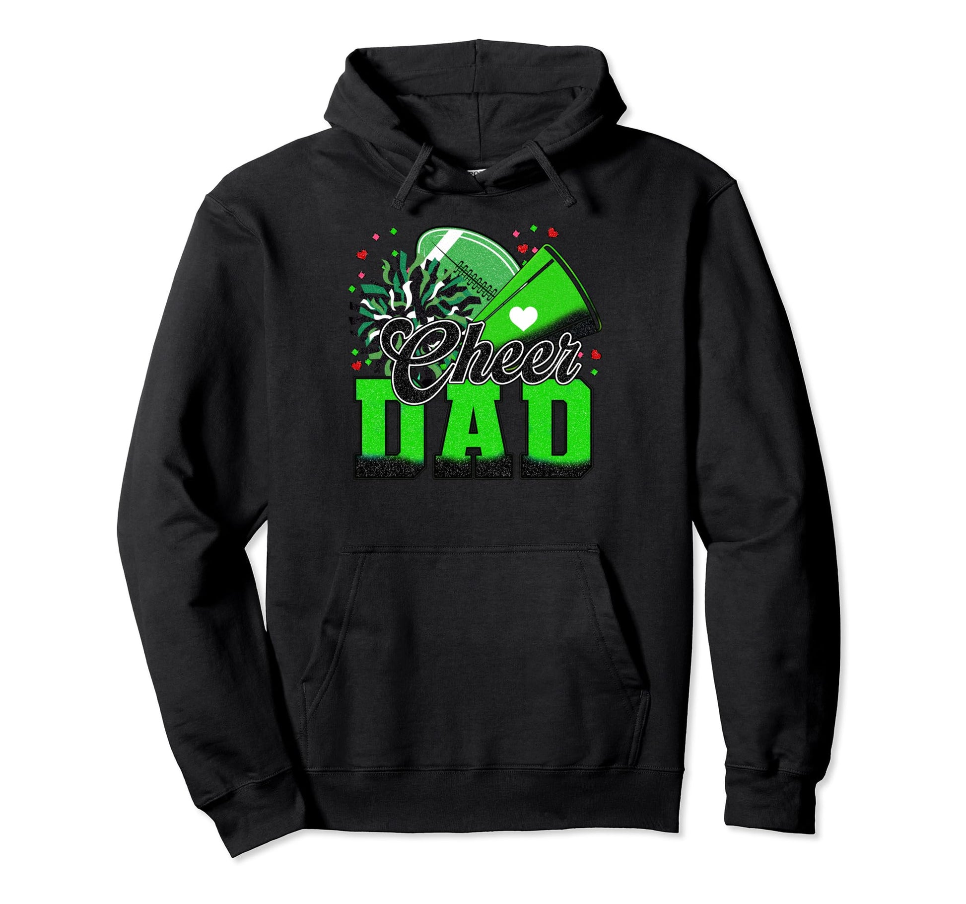 Green Football Cheer Dad Cheerleader Hoodie - Minimalist Print for Adults - T-Shirt, Sweatshirt, Hoodie