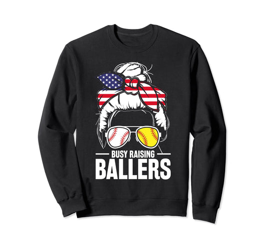 Baseball Softball Proud American Mom Sweatshirt - Custom Art Print Unisex - T-Shirt, Sweatshirt, Hoodie