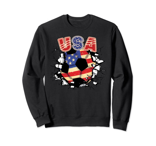 American Flag Soccer Ball Sweatshirt - Fun Novelty Design for Adults - T-Shirt, Sweatshirt, Hoodie