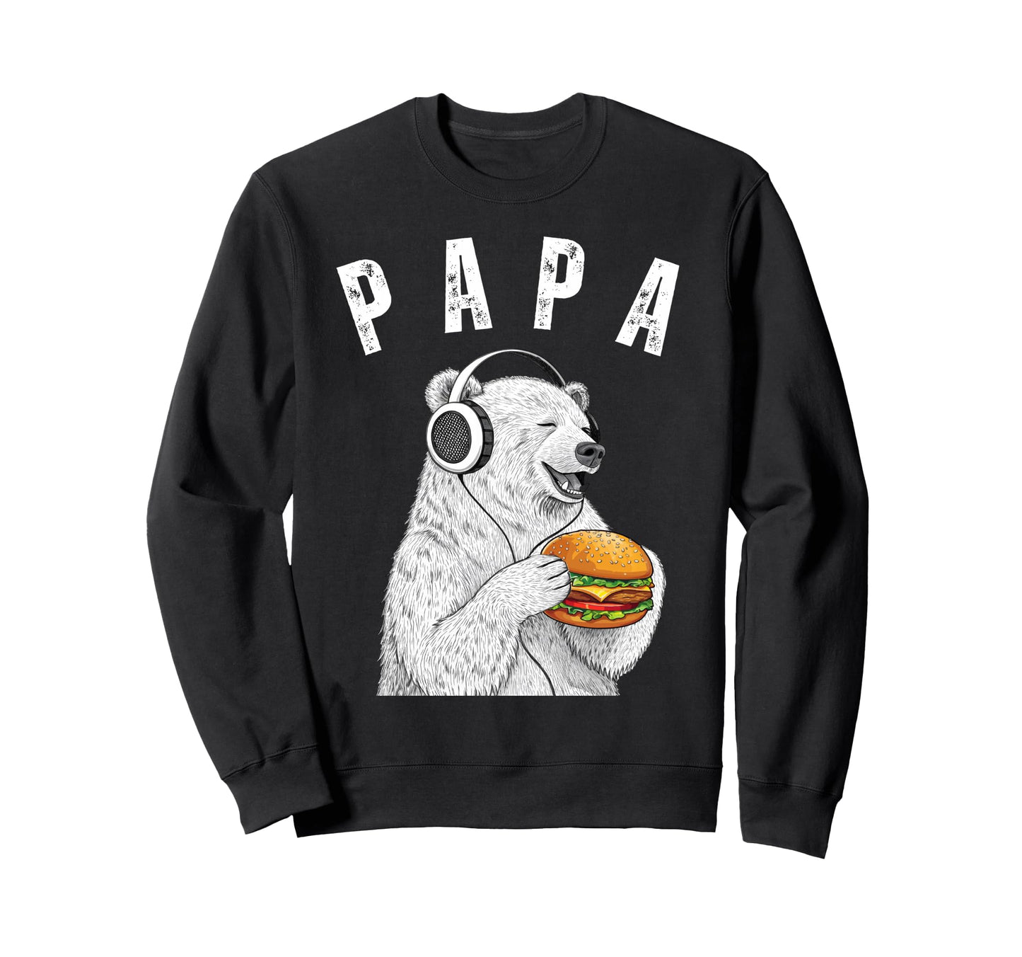 Papa Bear Hamburger Cheeseburger Sweatshirt - Custom Art Print for Adults - T-Shirt, Sweatshirt, Hoodie