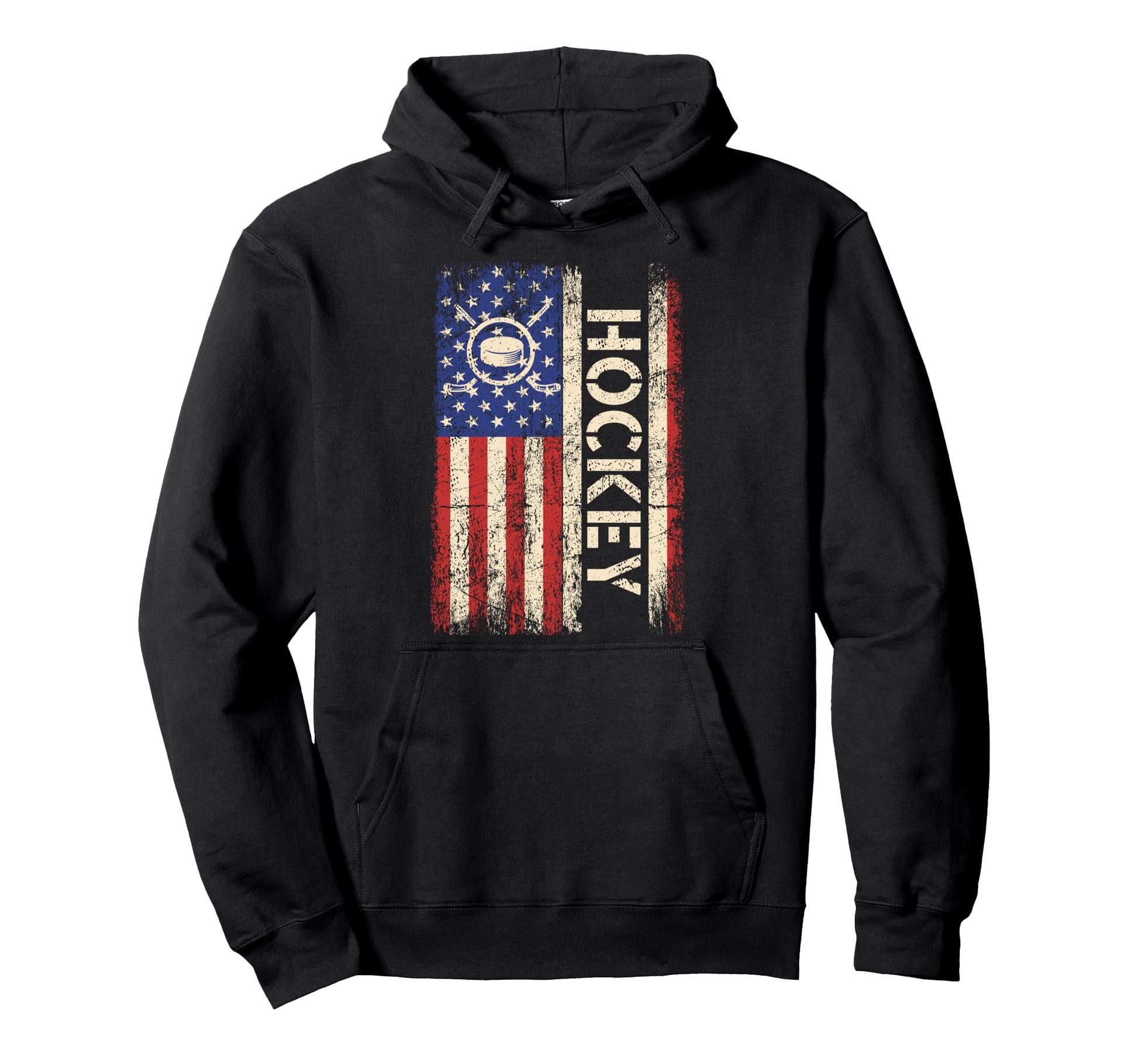 Hockey Usa American Flag Hockey Player Hoodie - Novelty Apparel for Adults - T-Shirt, Sweatshirt, Hoodie