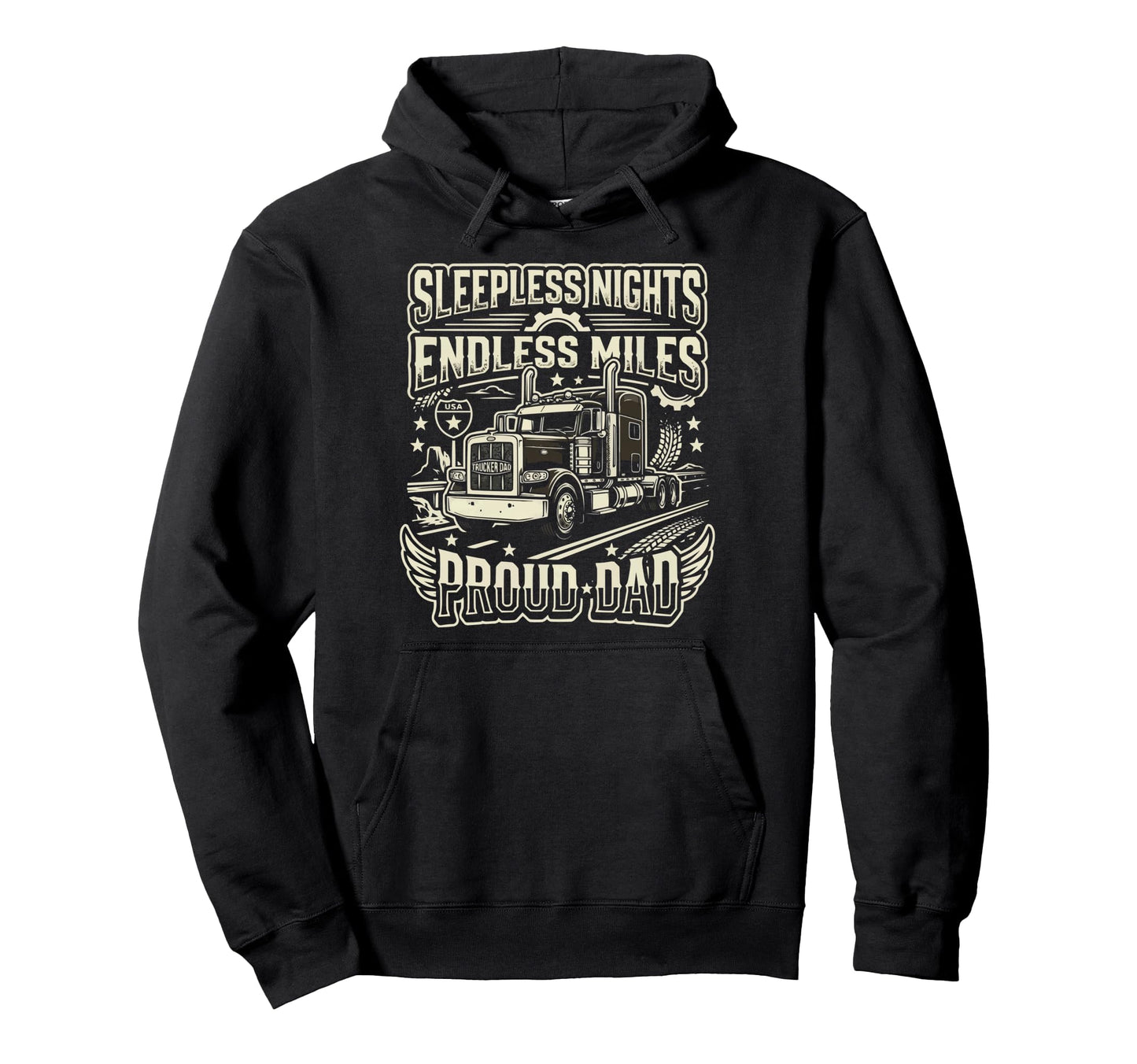 Truck Driver Dad Trucker Daddy Truck Hoodie - Aesthetic Graphic Unisex - T-Shirt, Sweatshirt, Hoodie