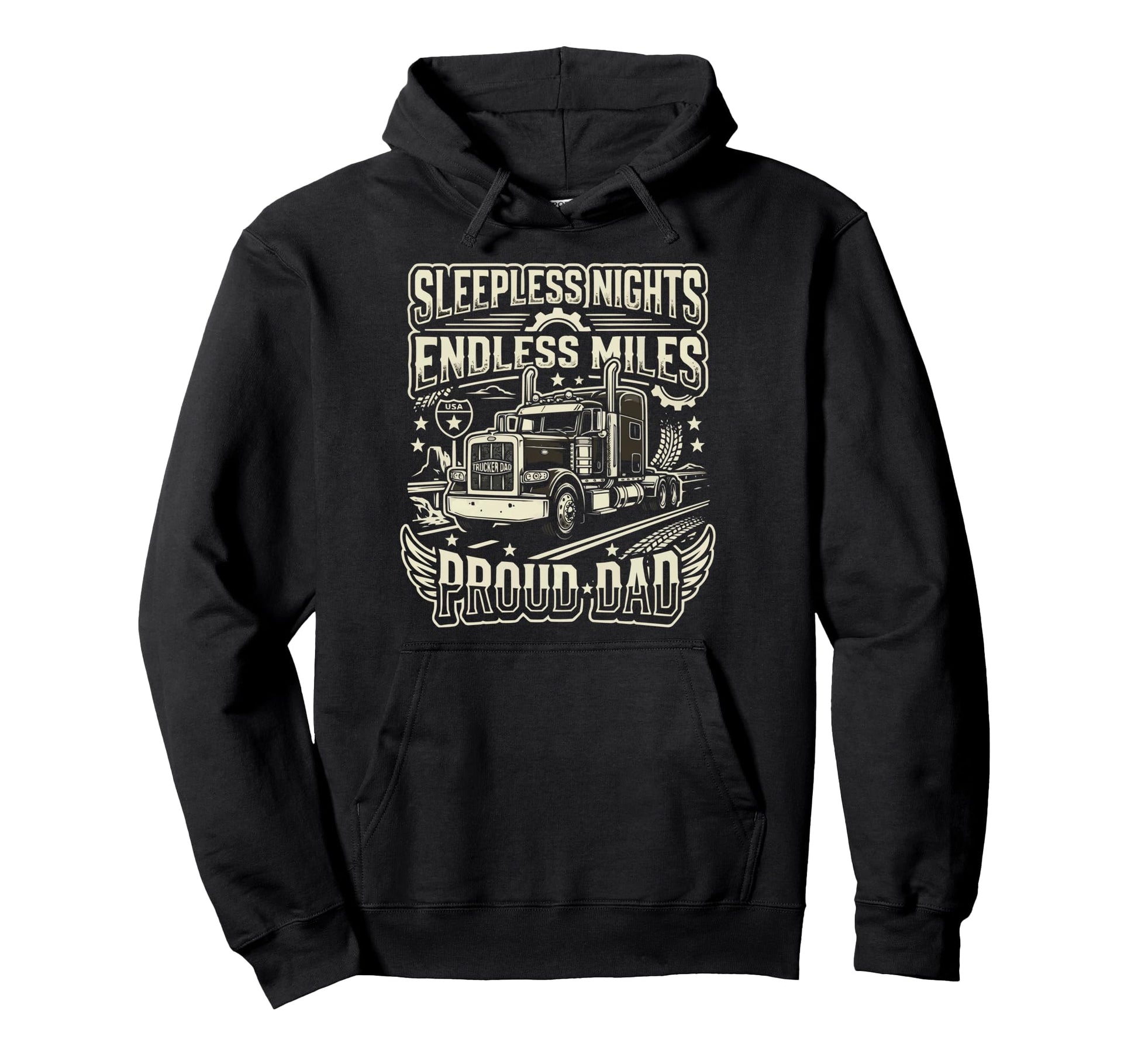 Truck Driver Dad Trucker Daddy Truck Hoodie - Aesthetic Graphic Unisex - T-Shirt, Sweatshirt, Hoodie