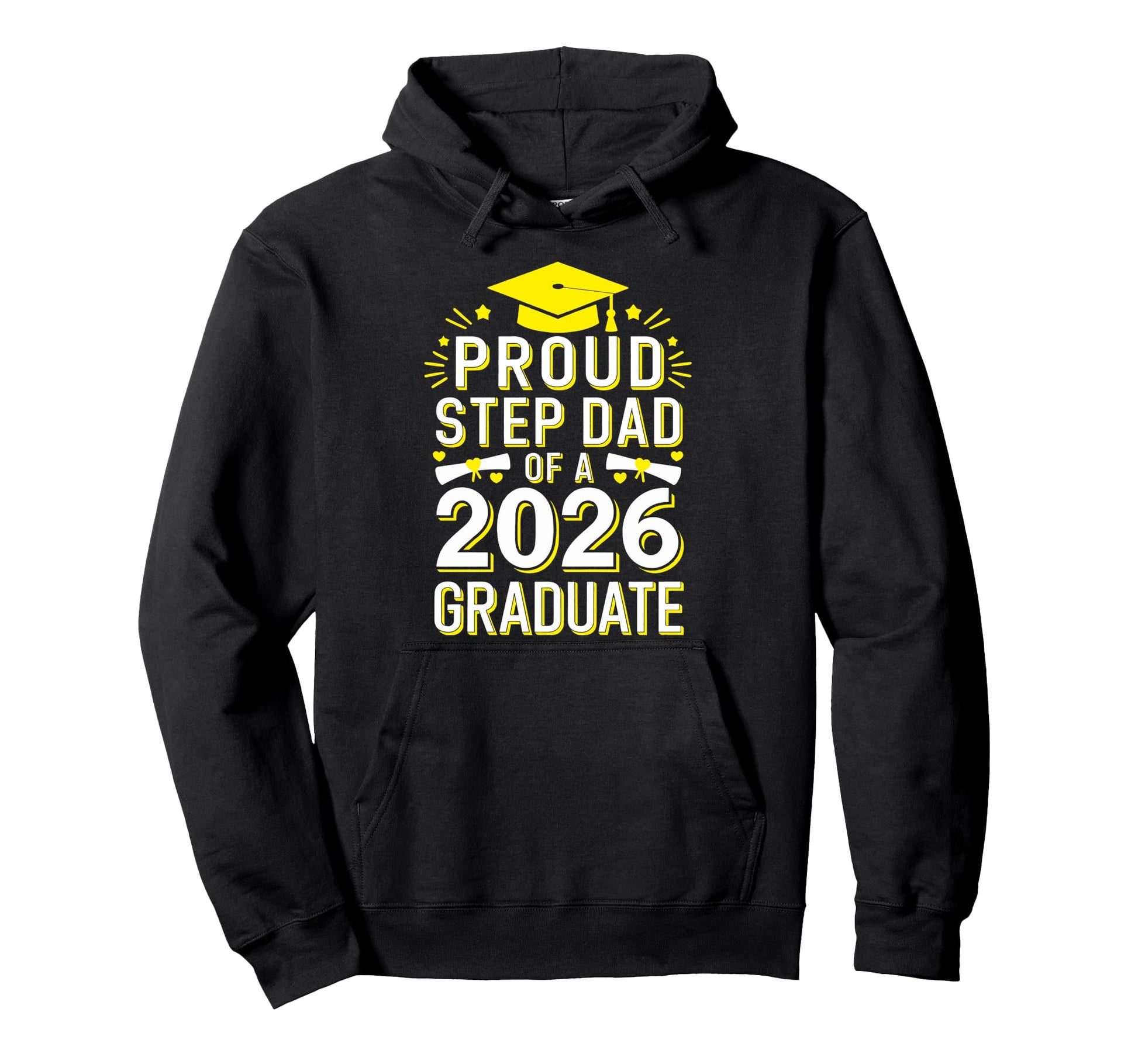 Proud Step Dad 2026 Graduate Class Hoodie - Custom Art Print for Adults - T-Shirt, Sweatshirt, Hoodie