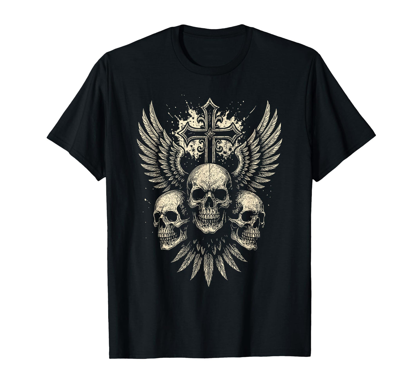 Skull Cross Wings Gothic Punk Rock T-Shirt - Unique Graphic for Adults - T-Shirt, Sweatshirt, Hoodie