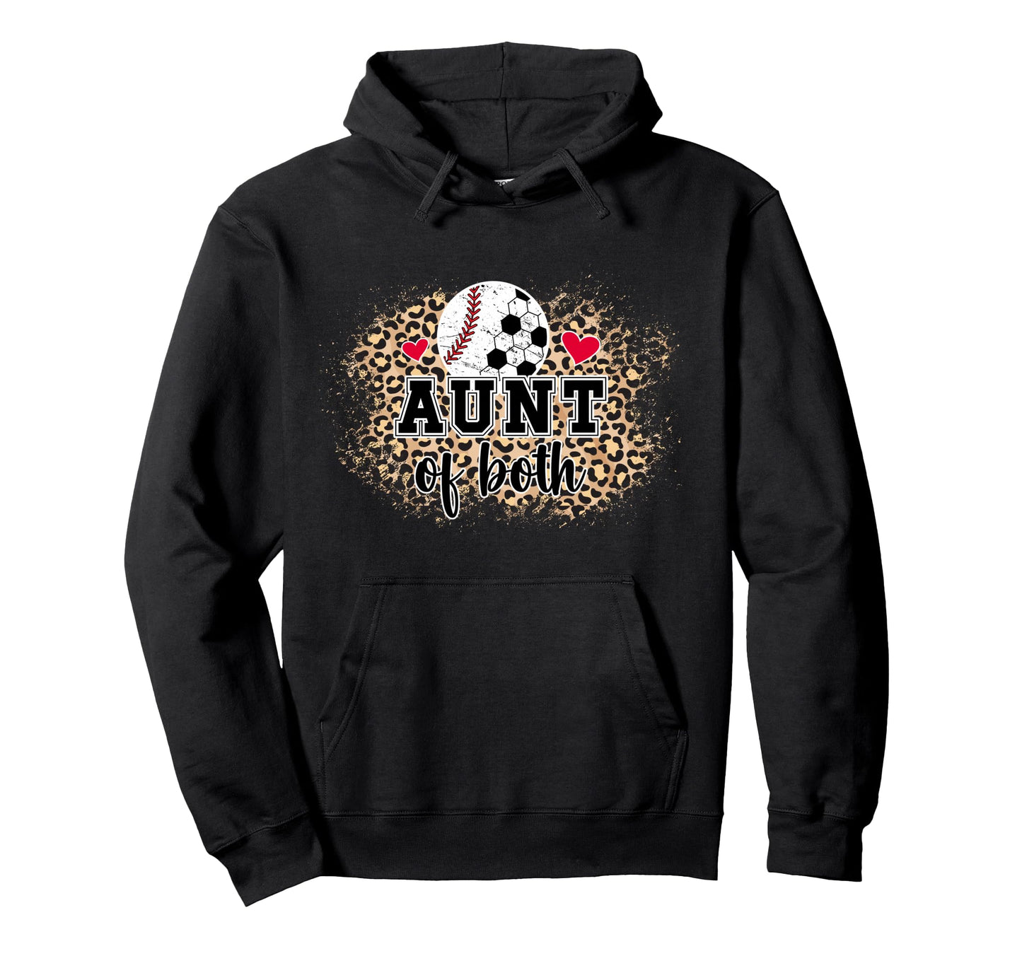 Aunt Both Leopard Baseball Soccer Aunt Hoodie - Graphic Print for Adults - T-Shirt, Sweatshirt, Hoodie