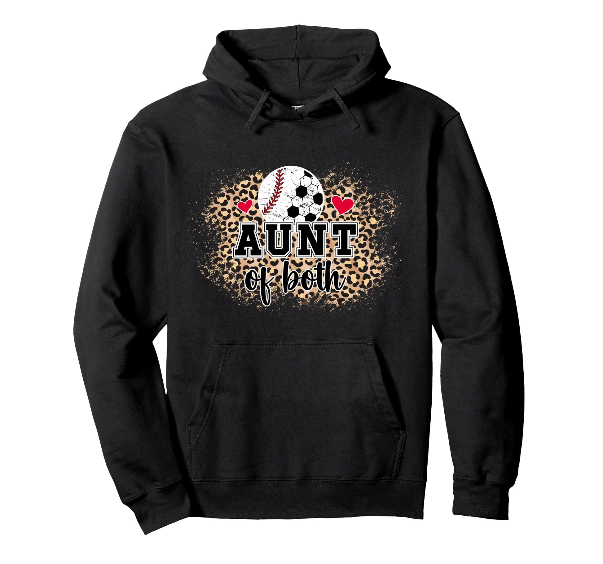 Aunt Both Leopard Baseball Soccer Aunt Hoodie - Graphic Print for Adults - T-Shirt, Sweatshirt, Hoodie