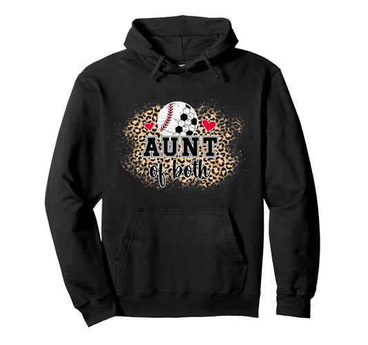 Aunt Both Leopard Baseball Soccer Aunt Hoodie - Graphic Print for Adults - T-Shirt, Sweatshirt, Hoodie