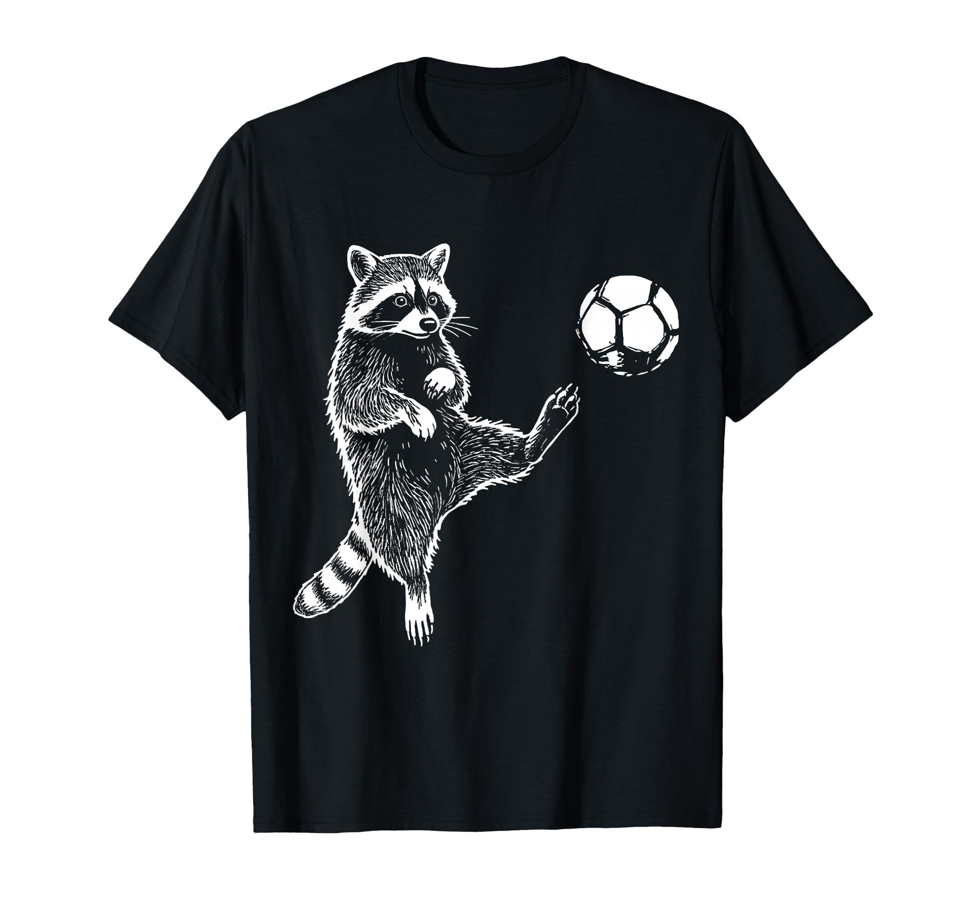 Funny Raccoon Soccer Balls Player Fan T-Shirt - Custom Art Print Unisex - T-Shirt, Sweatshirt, Hoodie