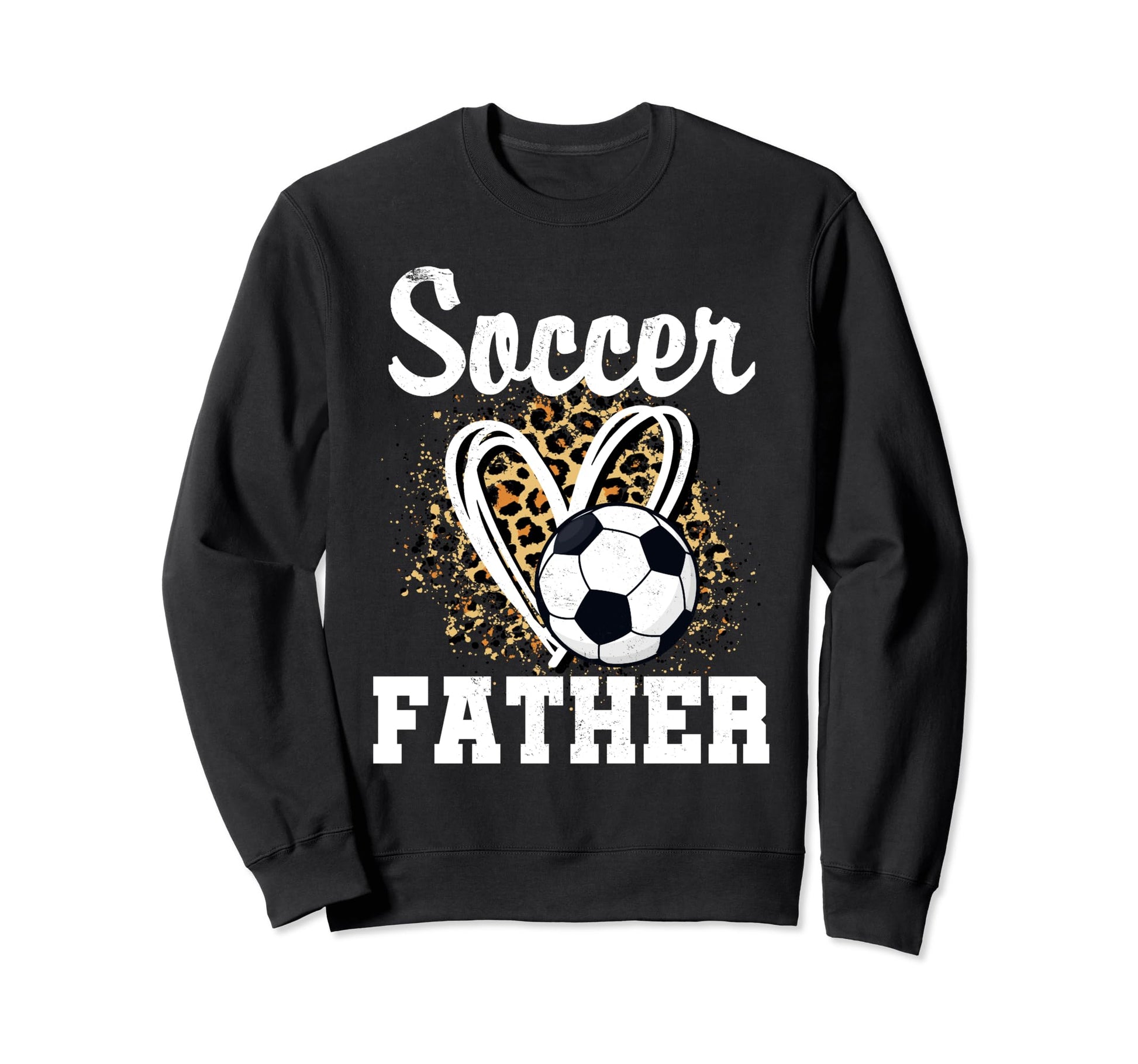 Soccer Father Leopard Heart Matching Sweatshirt - Unique Graphic Unisex - T-Shirt, Sweatshirt, Hoodie